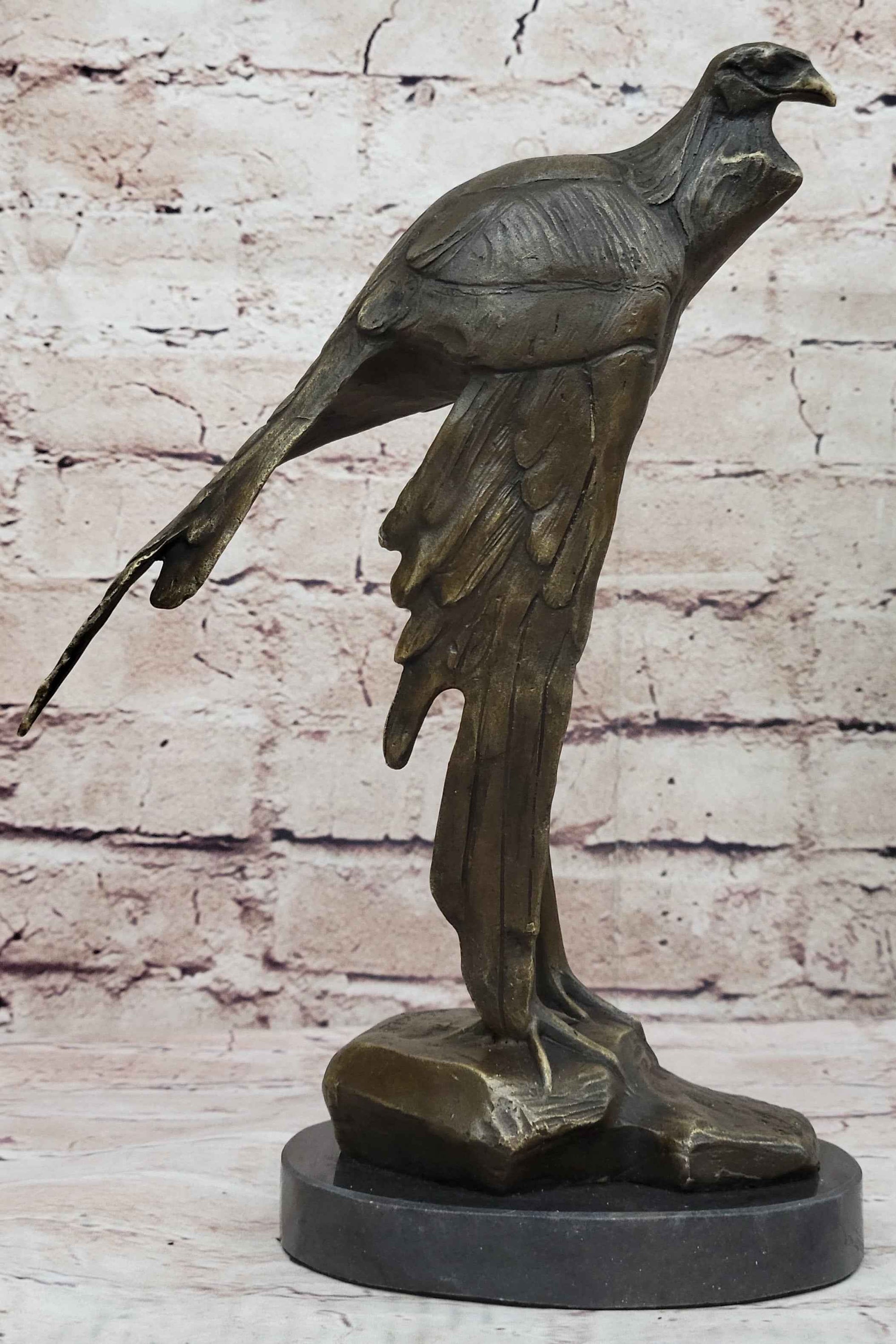 Bird of Prey Vulture Bronze Statue Sculpture Figure on Marble Base 10" x 9"