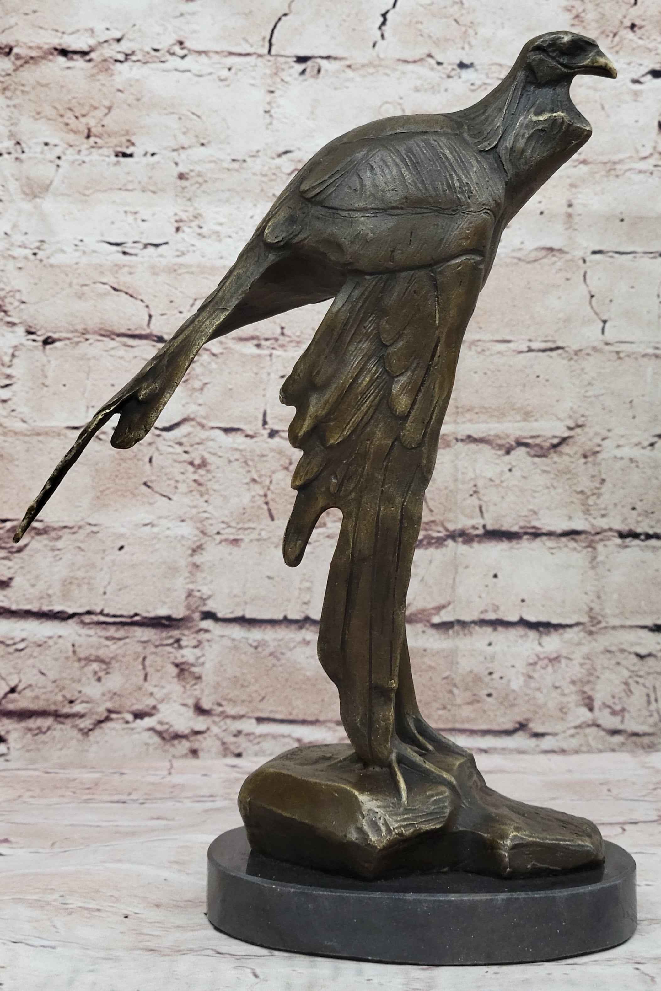 Bird of Prey Vulture Bronze Statue Sculpture Figure on Marble Base 10" x 9"