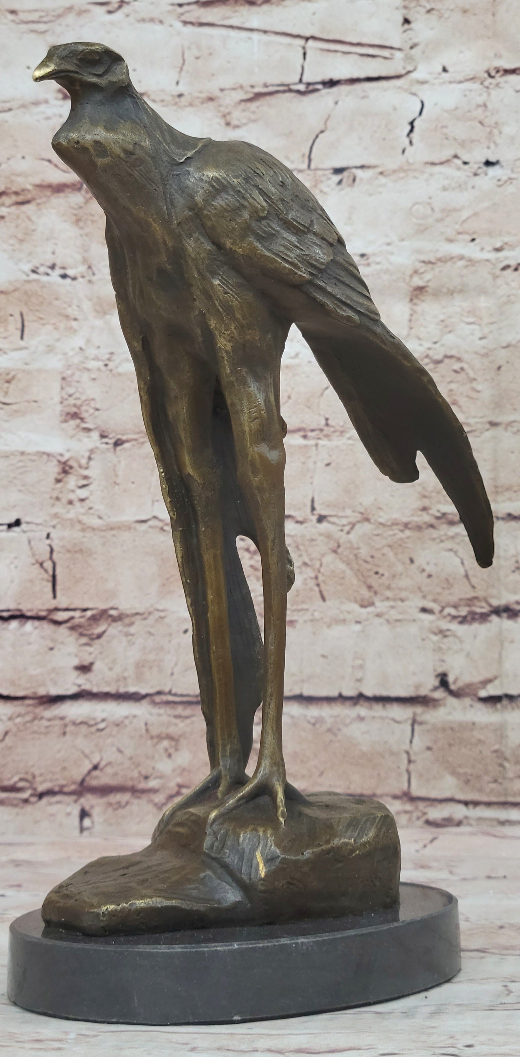 Bird of Prey Vulture Bronze Statue Sculpture Figure on Marble Base 10" x 9"