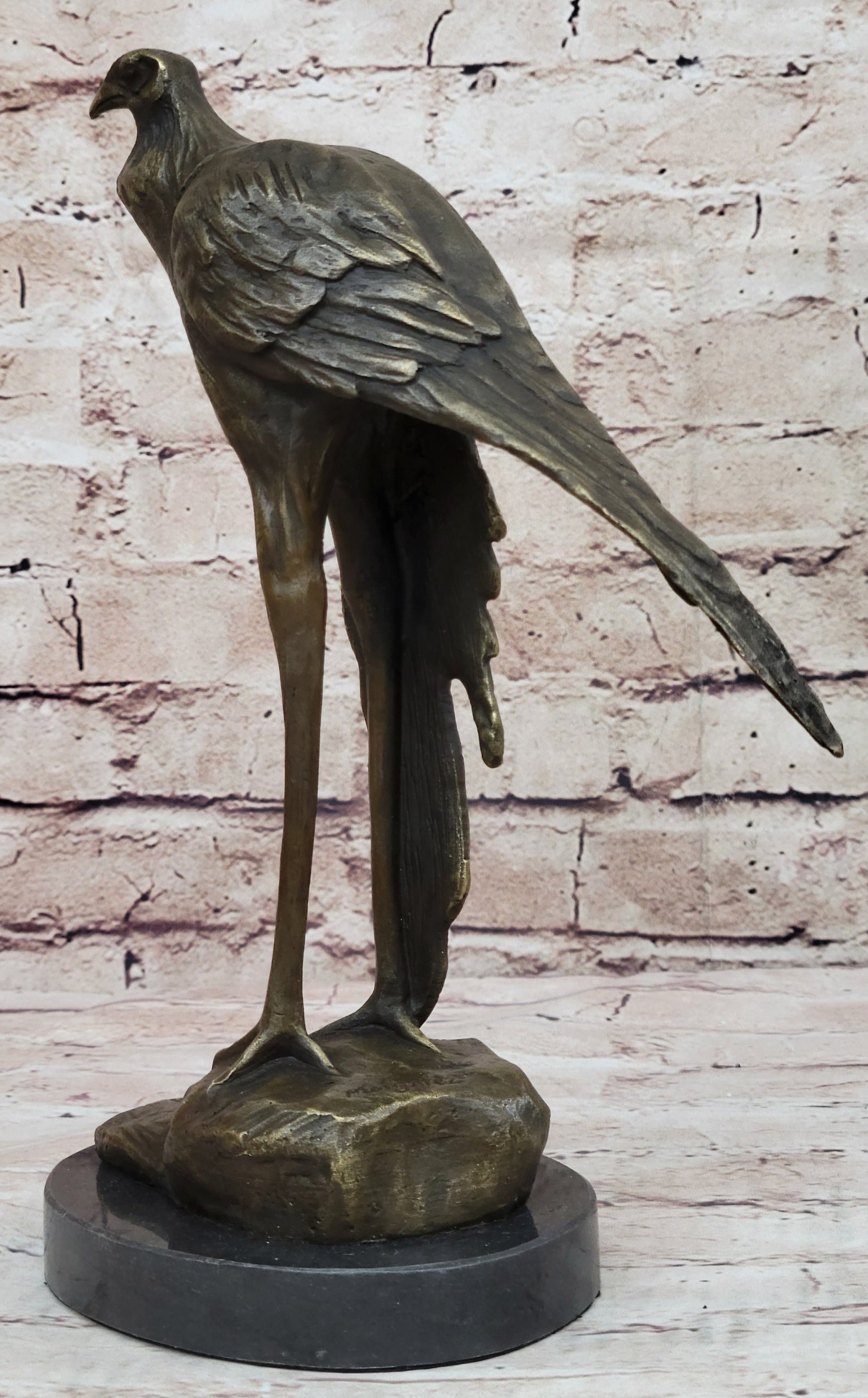 Bird of Prey Vulture Bronze Statue Sculpture Figure on Marble Base 10" x 9"