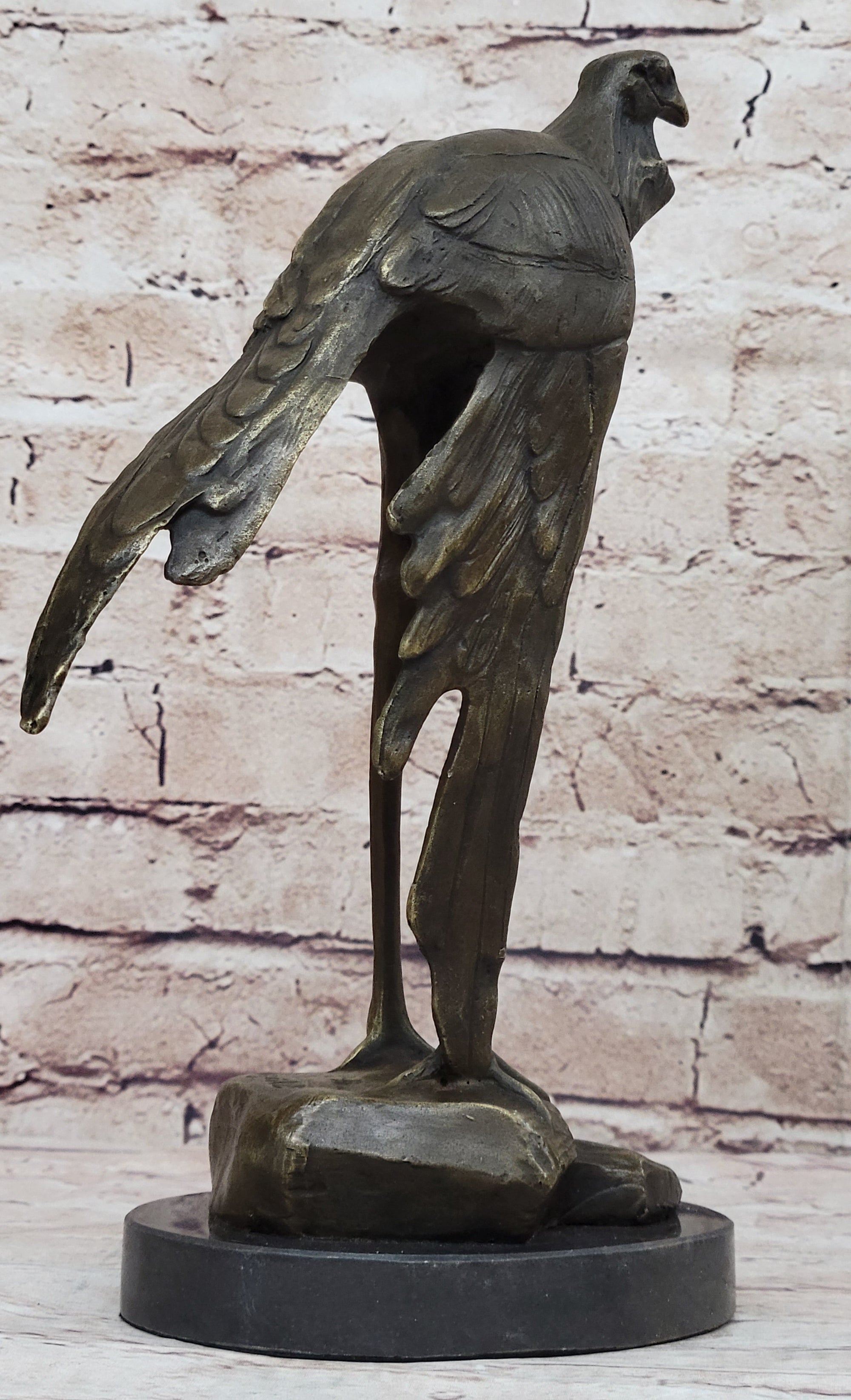 Bird of Prey Vulture Bronze Statue Sculpture Figure on Marble Base 10" x 9"