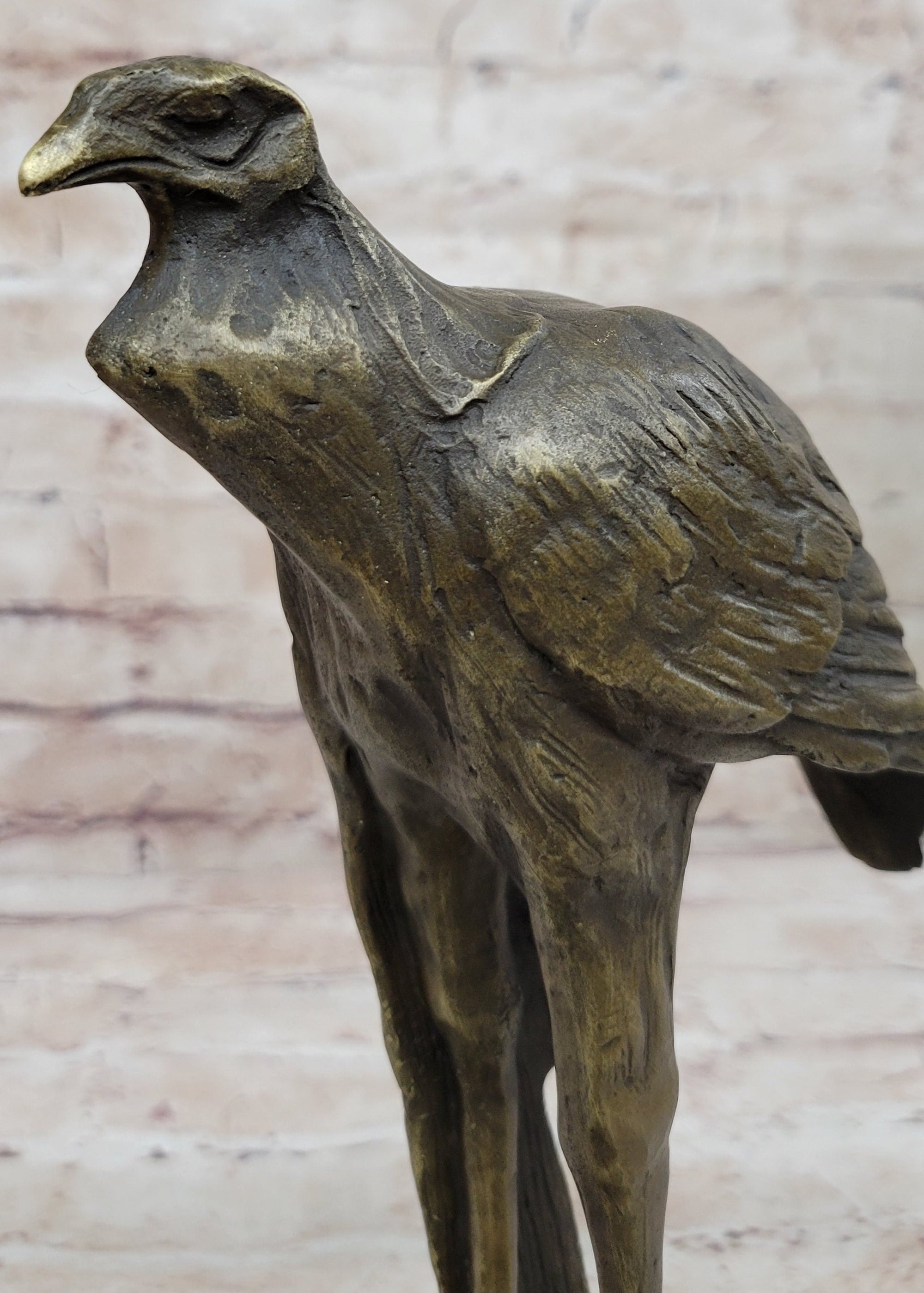 Bird of Prey Vulture Bronze Statue Sculpture Figure on Marble Base 10" x 9"