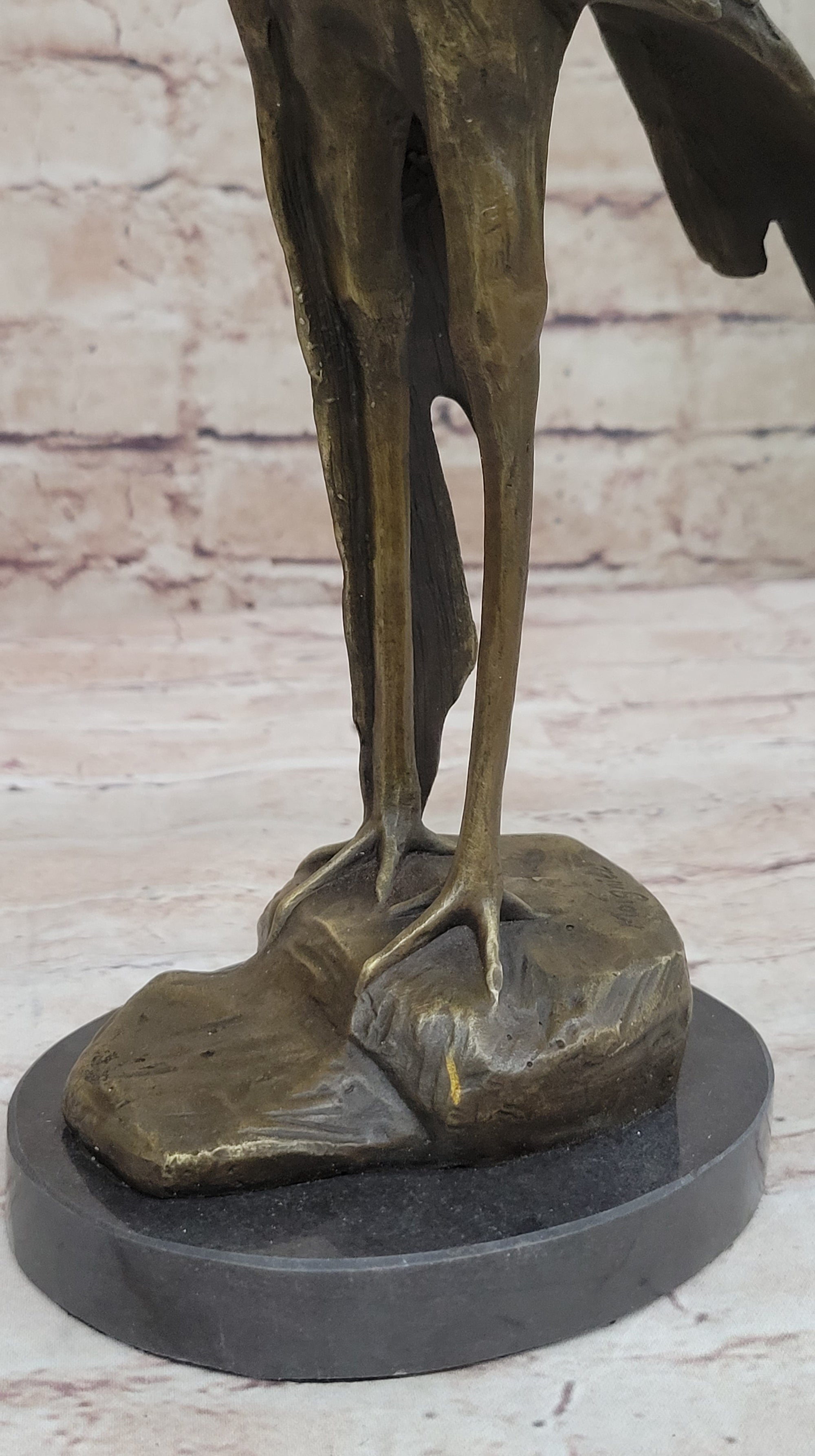 Bird of Prey Vulture Bronze Statue Sculpture Figure on Marble Base 10" x 9"