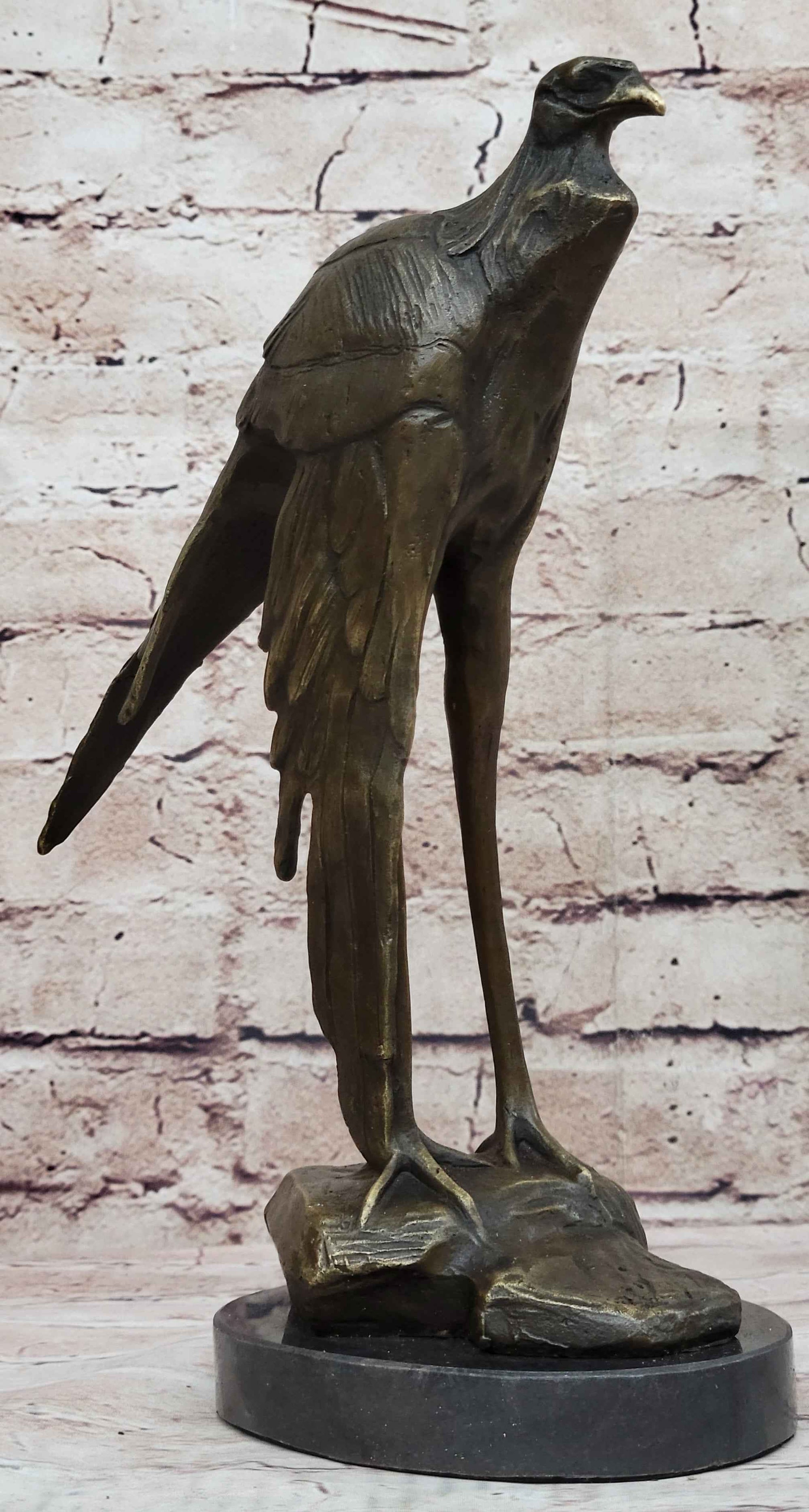 Bird of Prey Vulture Bronze Statue Sculpture Figure on Marble Base 10" x 9"