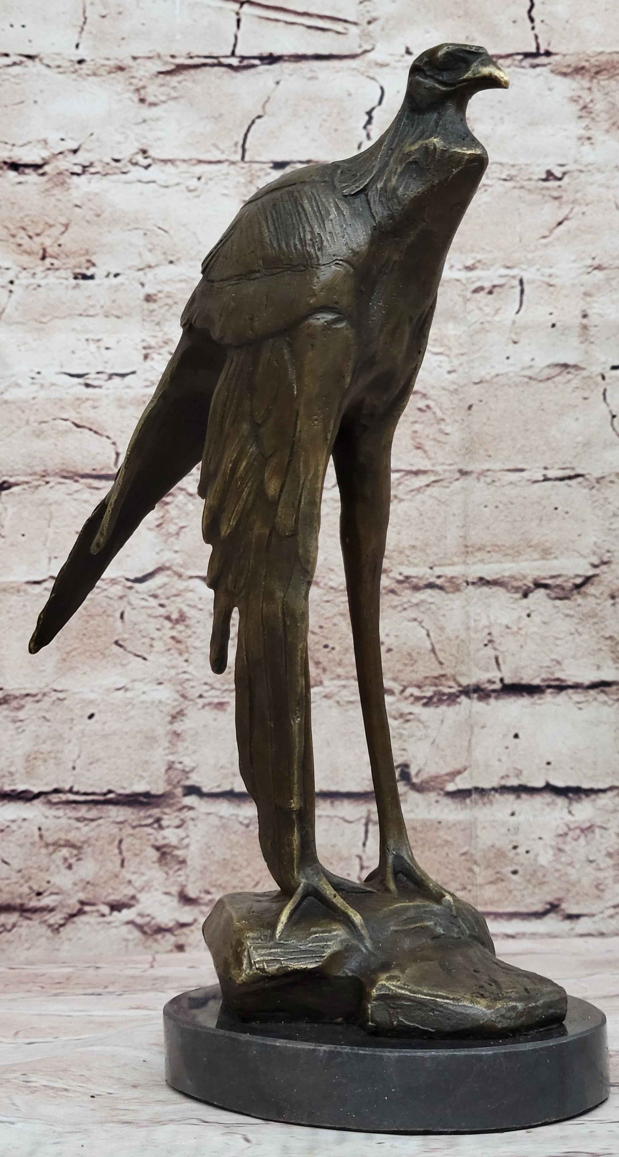 Bird of Prey Vulture Bronze Statue Sculpture Figure on Marble Base 10" x 9"