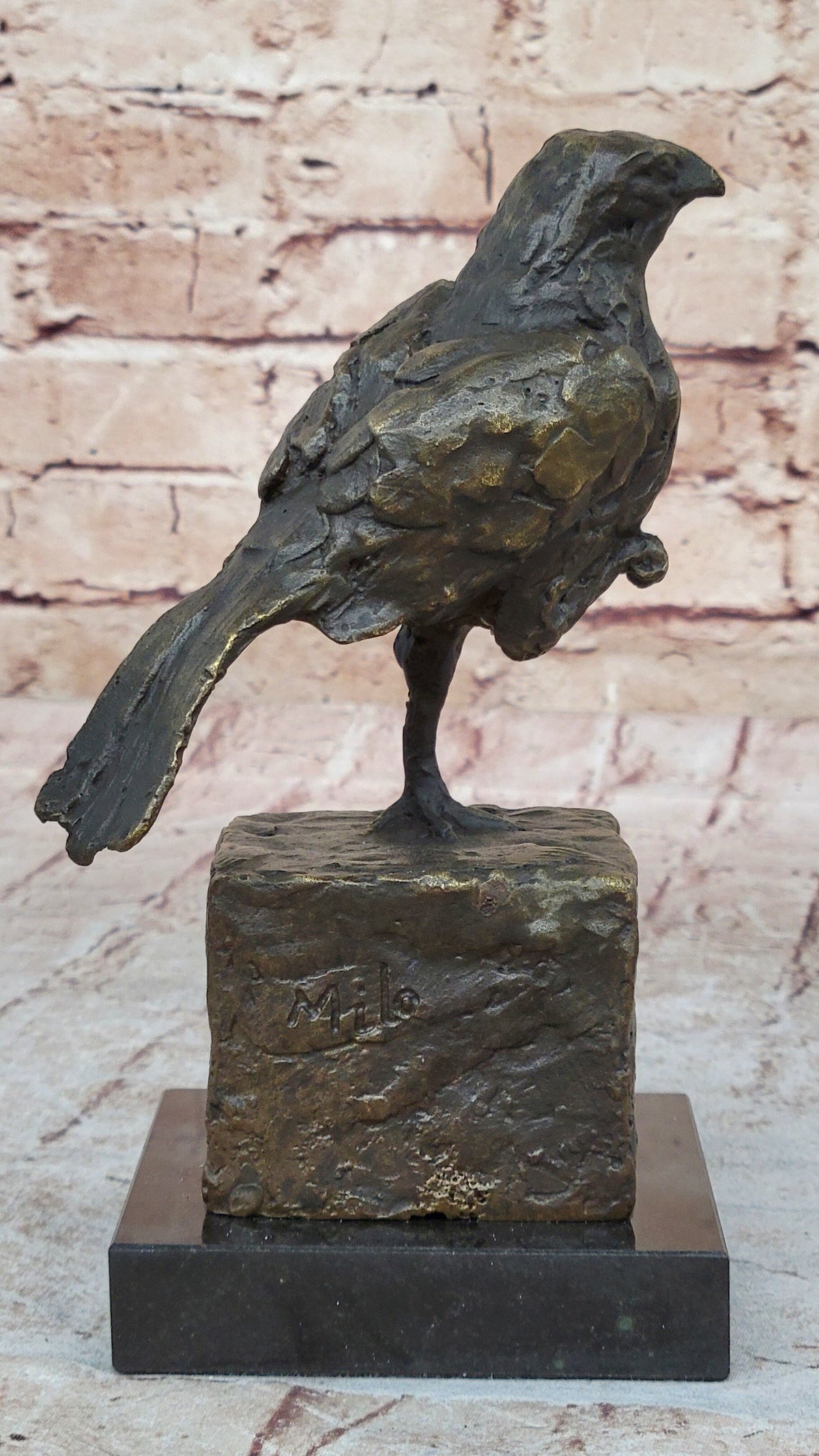 Bronze Metal Bird Sculpture Statue Figure Crude Style Original Art