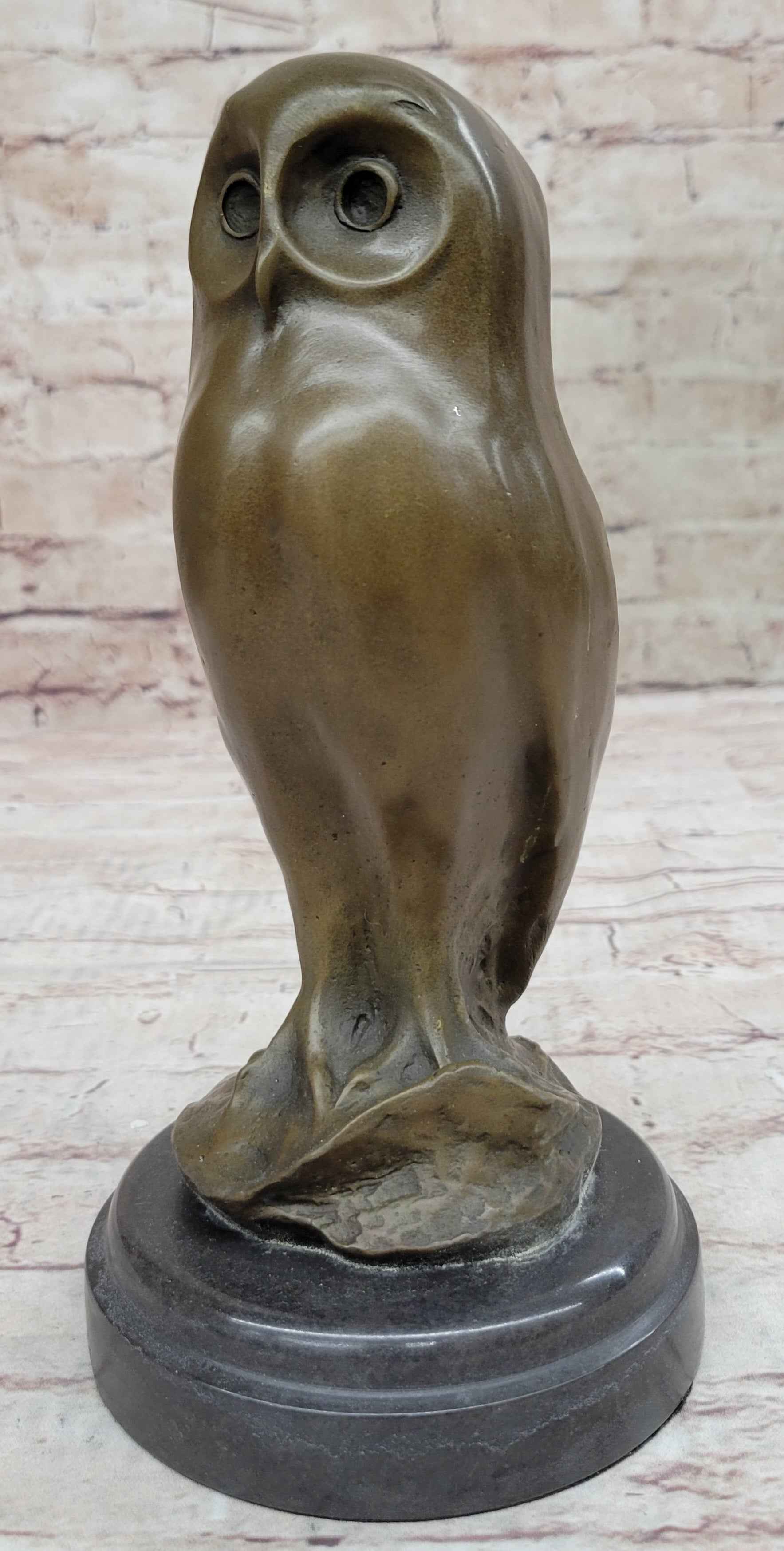Bronze Metal Owl Bird Sculpture Statue Figure Original Art by Milo on Marble Base