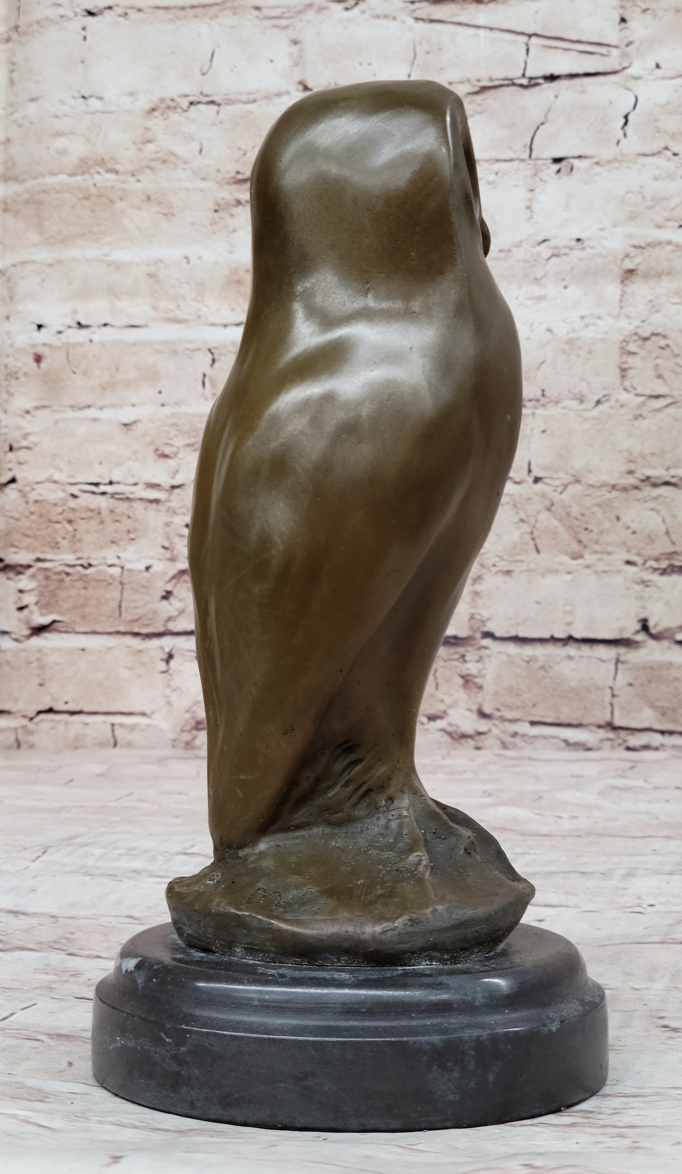 Bronze Metal Owl Bird Sculpture Statue Figure Original Art by Milo on Marble Base