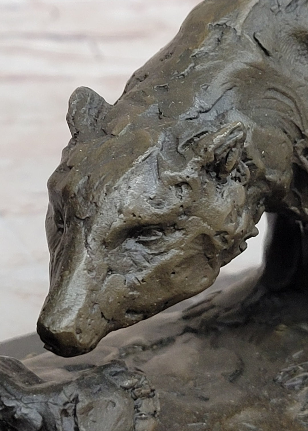 Two Playful Bears Bronze Sculpture Statue Bear Figure on Marble Base by Milo