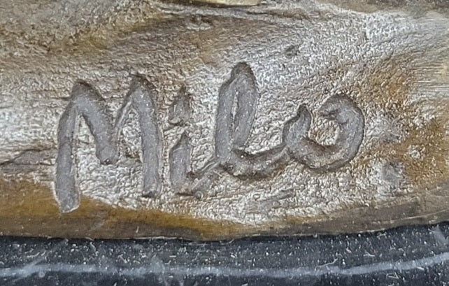 Two Playful Bears Bronze Sculpture Statue Bear Figure on Marble Base by Milo