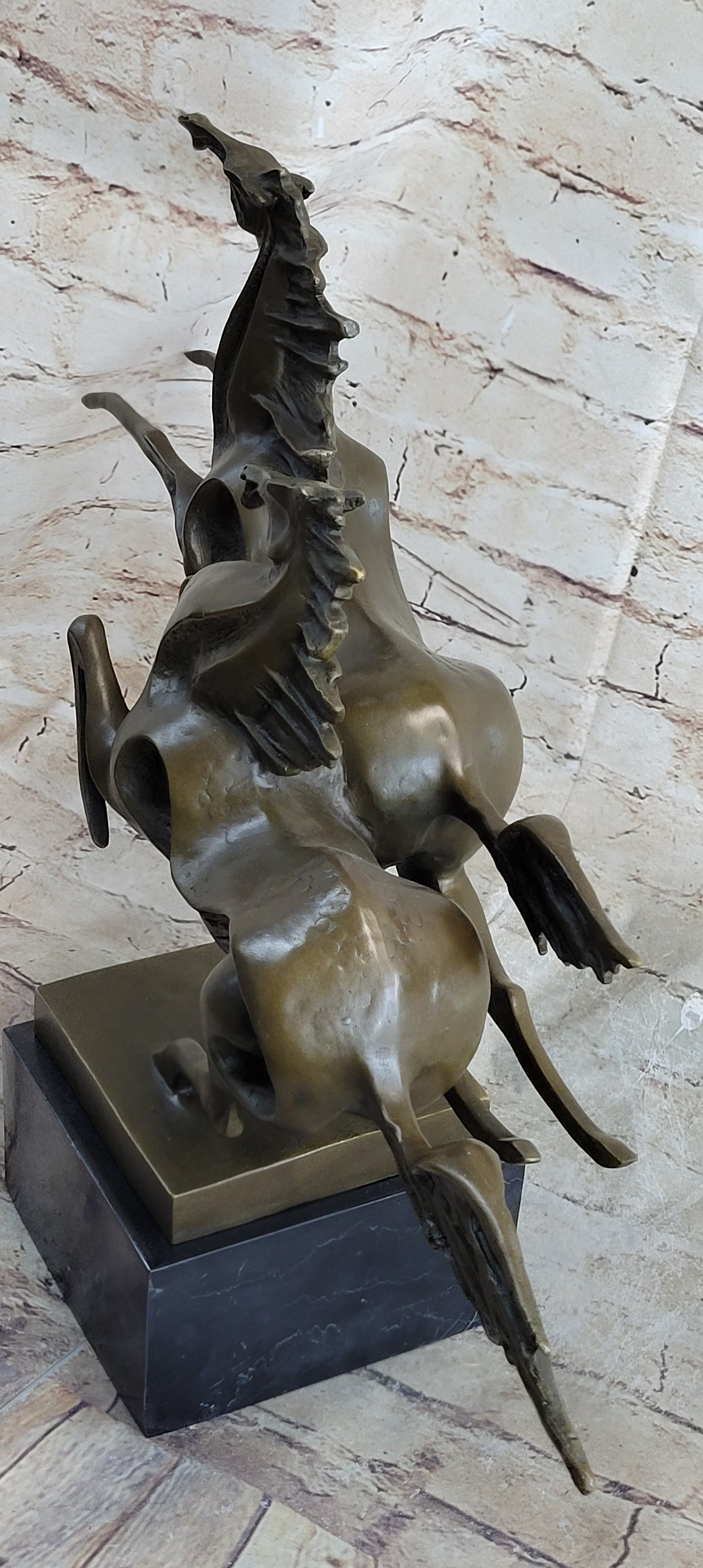 Abstract Galloping Horses Bronze Sculpture Original Equine Art Signed by Milo