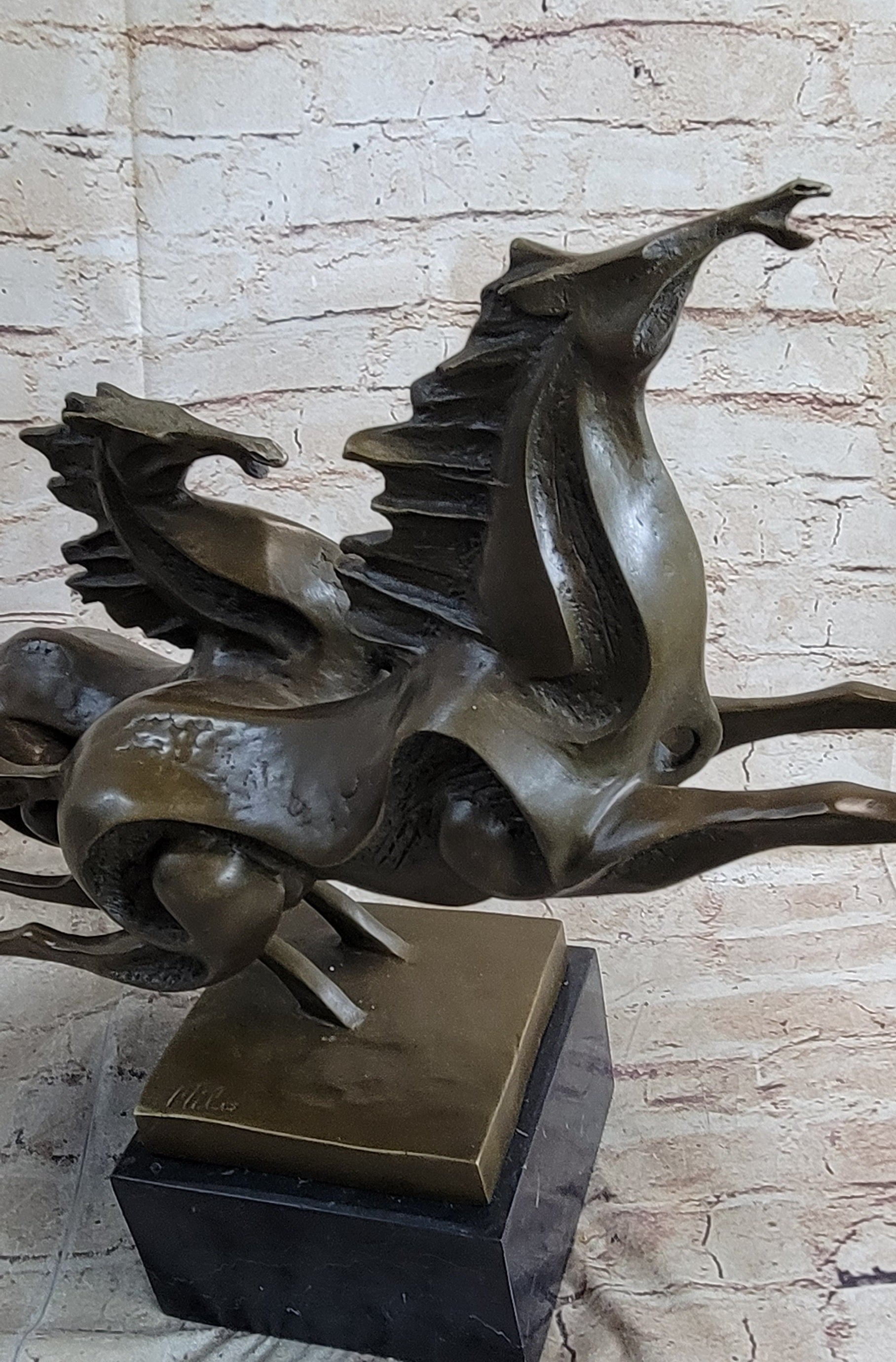 Abstract Galloping Horses Bronze Sculpture Original Equine Art Signed by Milo