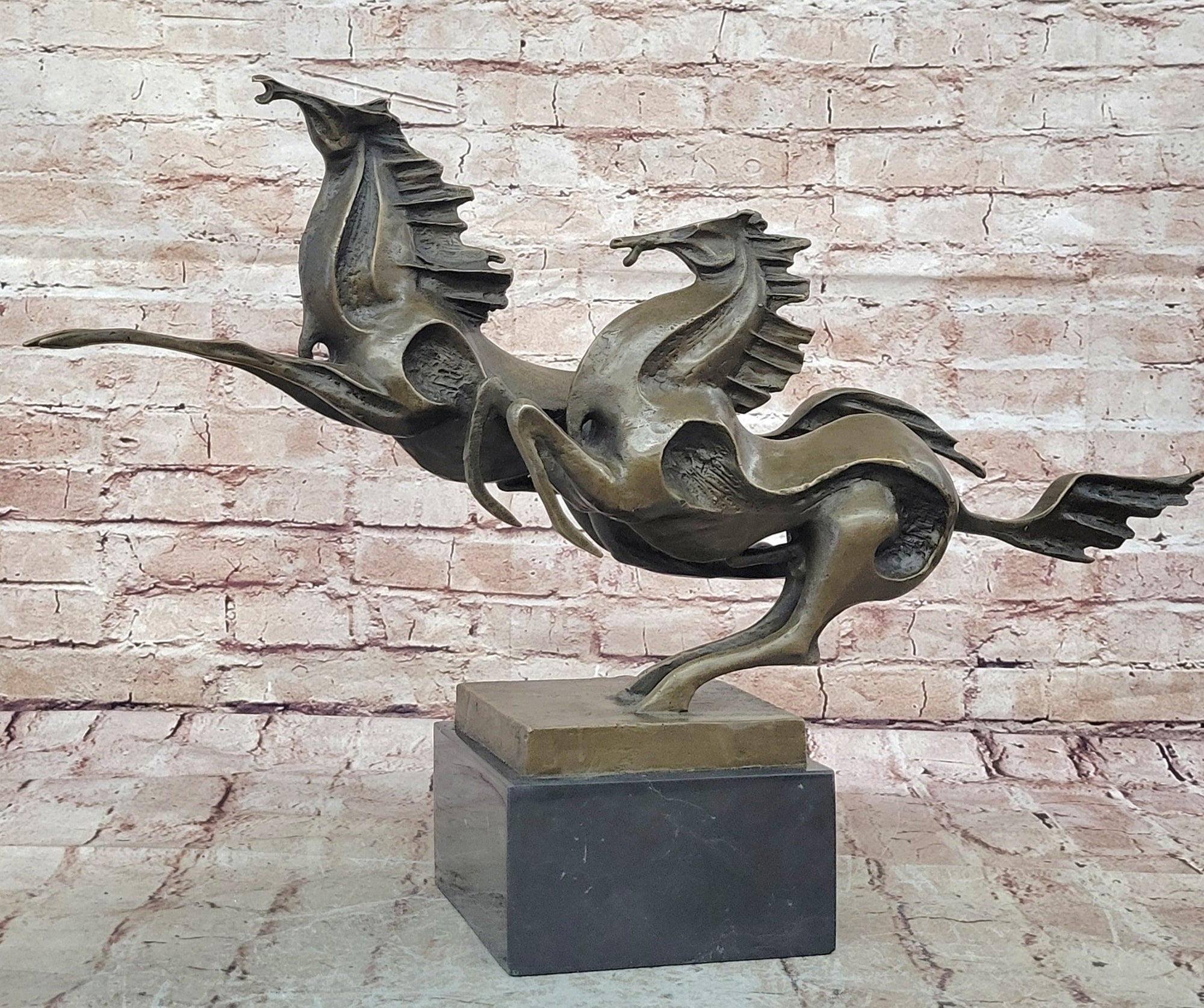 Abstract Galloping Horses Bronze Sculpture Original Equine Art Signed by Milo