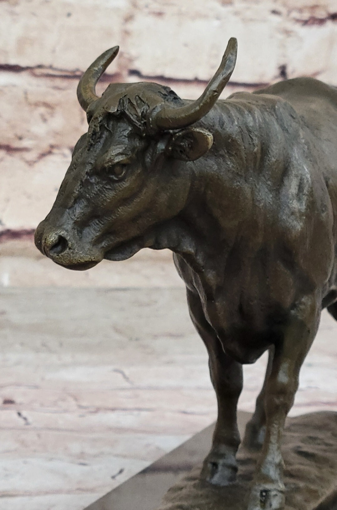 Bronze Bull Cow Cattle Sculpture Statue Figure on Marble Base by Milo