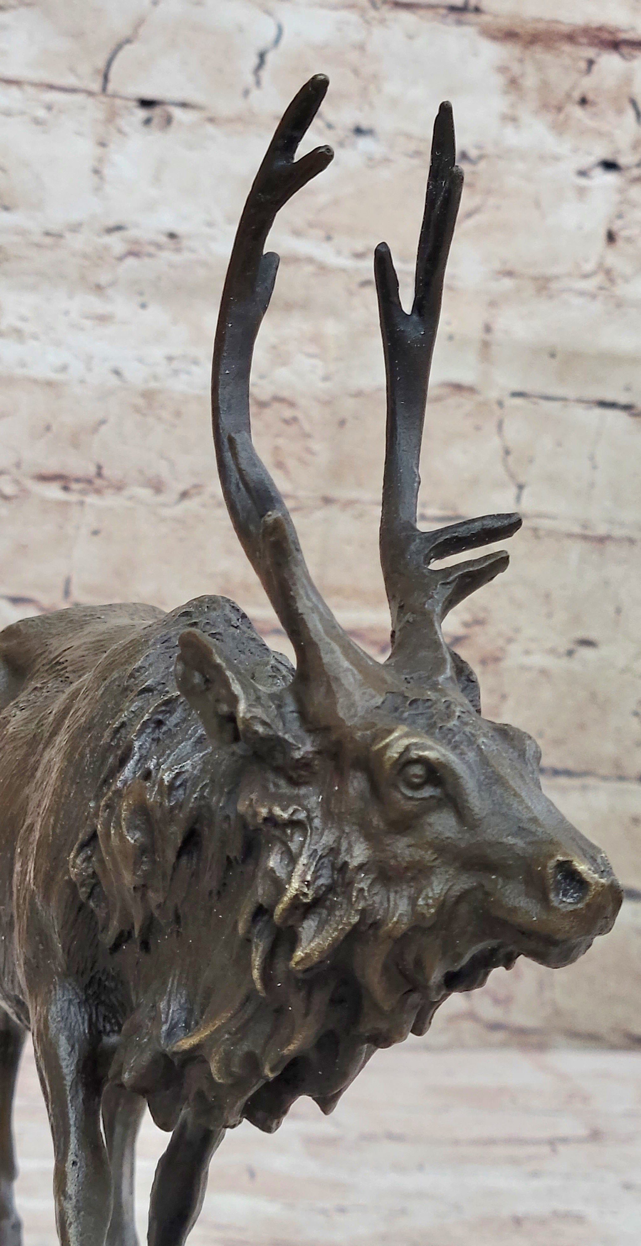 Signed Milo Male Deer Stag Buck Wildlife Bronze Sculpture Statue Figurine Art