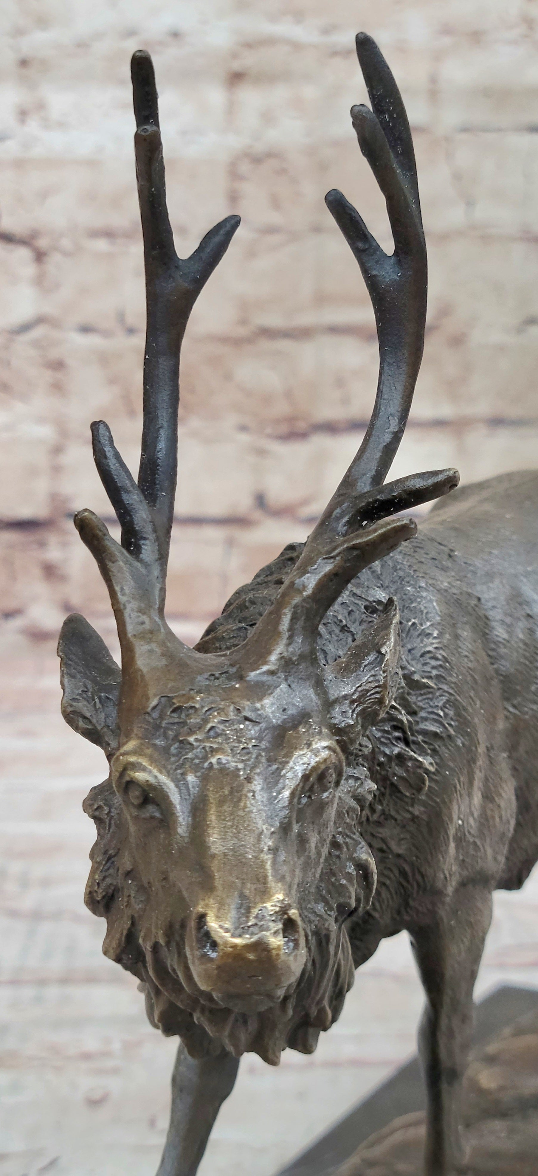 Signed Milo Male Deer Stag Buck Wildlife Bronze Sculpture Statue Figurine Art