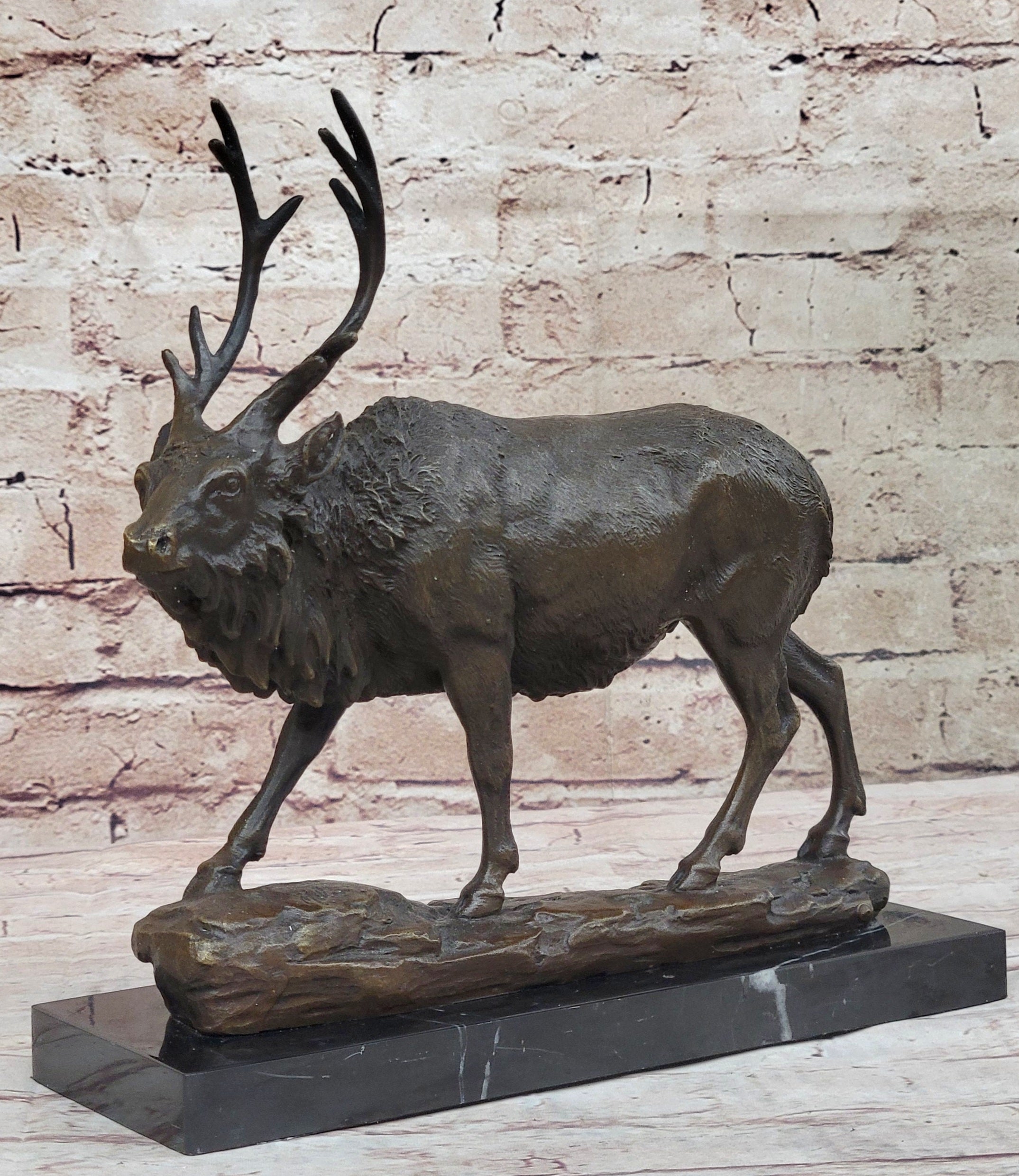 Signed Milo Male Deer Stag Buck Wildlife Bronze Sculpture Statue Figurine Art