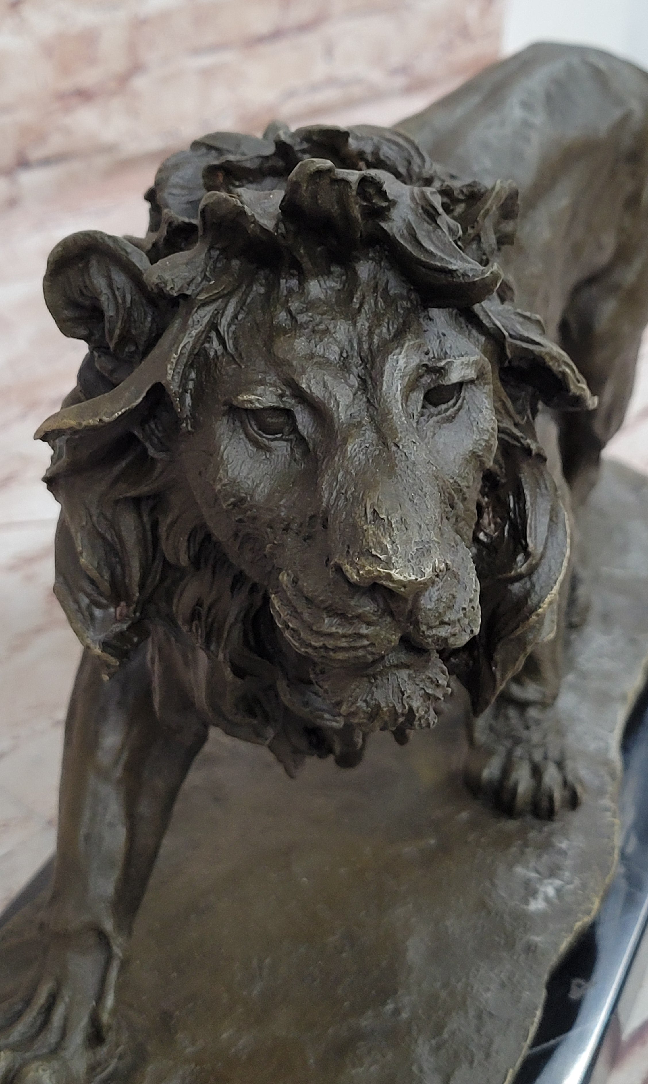 Young Male Lion Hot Cast Bronze Sculpture Wildlife Art Figure by Milo