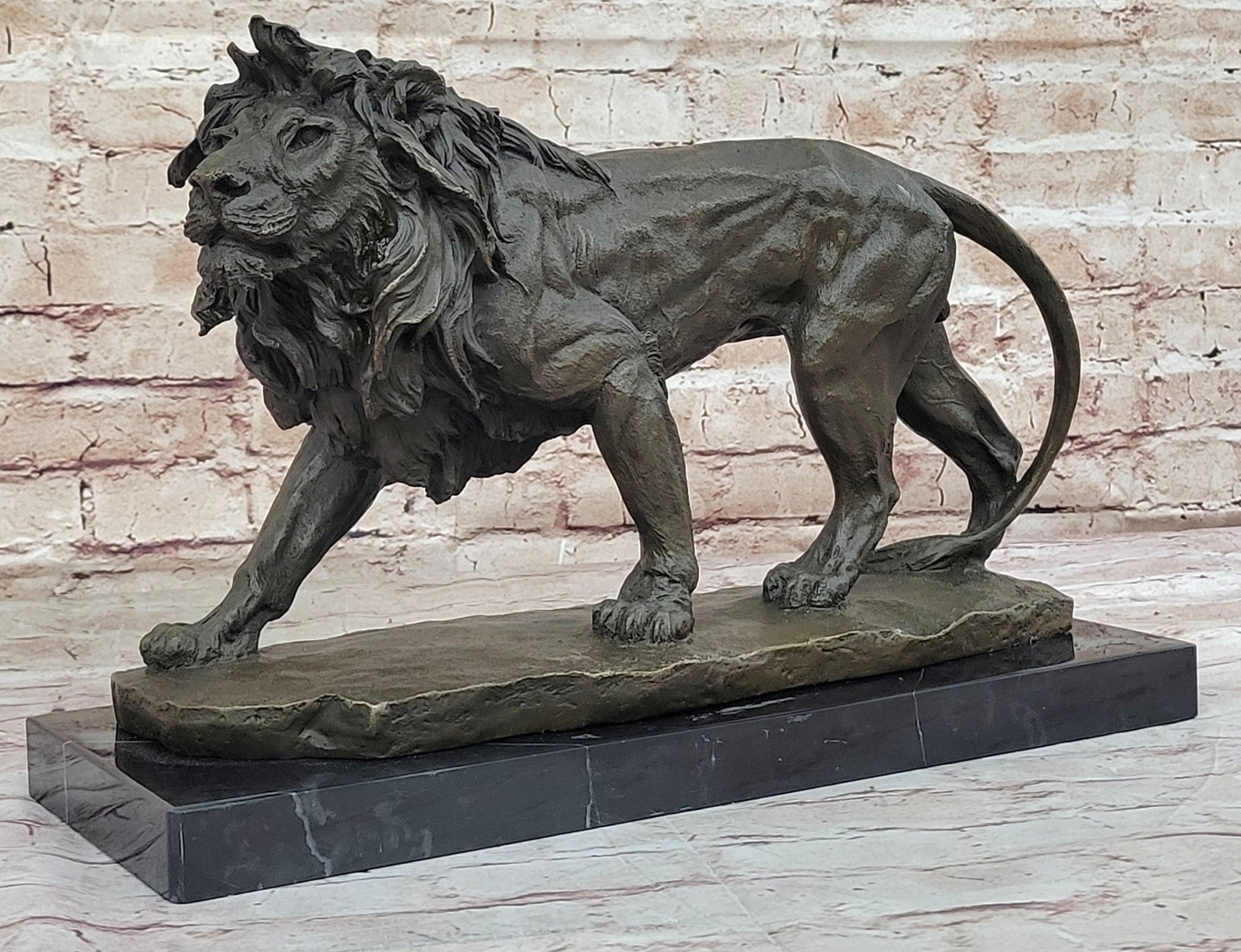 Young Male Lion Hot Cast Bronze Sculpture Wildlife Art Figure by Milo