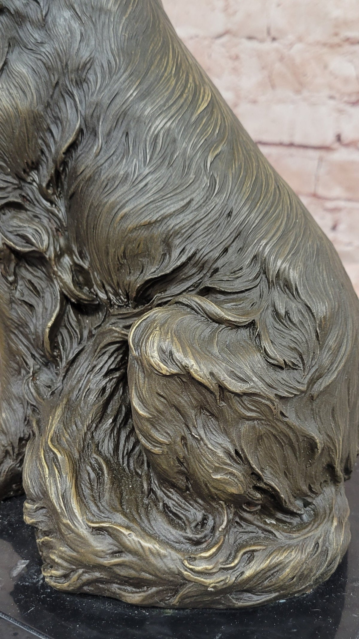 Bronze Seated Spaniel Dog Sculpture on Marble Base
