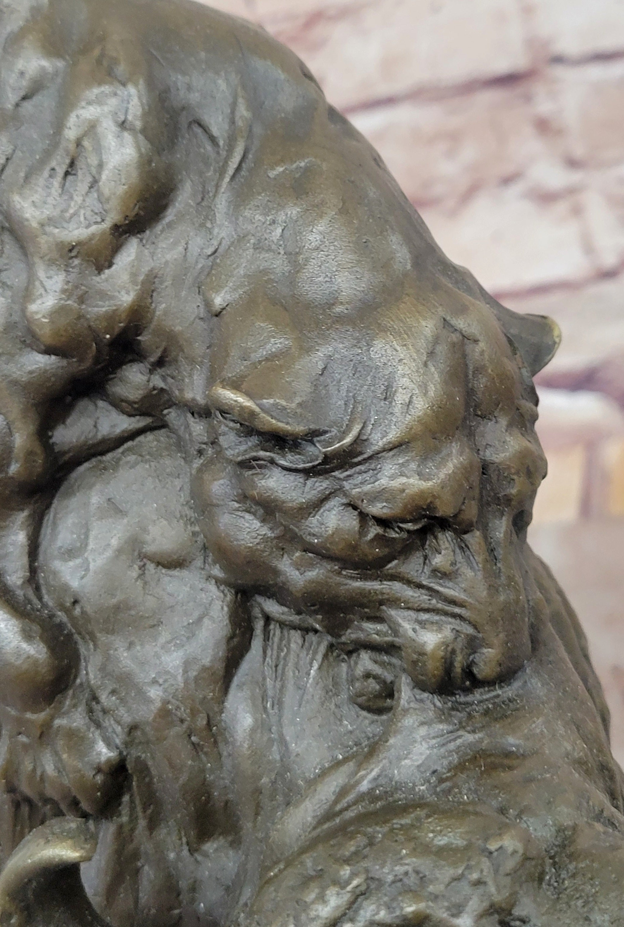 Fierce Lion vs. Buffalo; Hot Cast Bronze Wildlife Sculpture by Milo