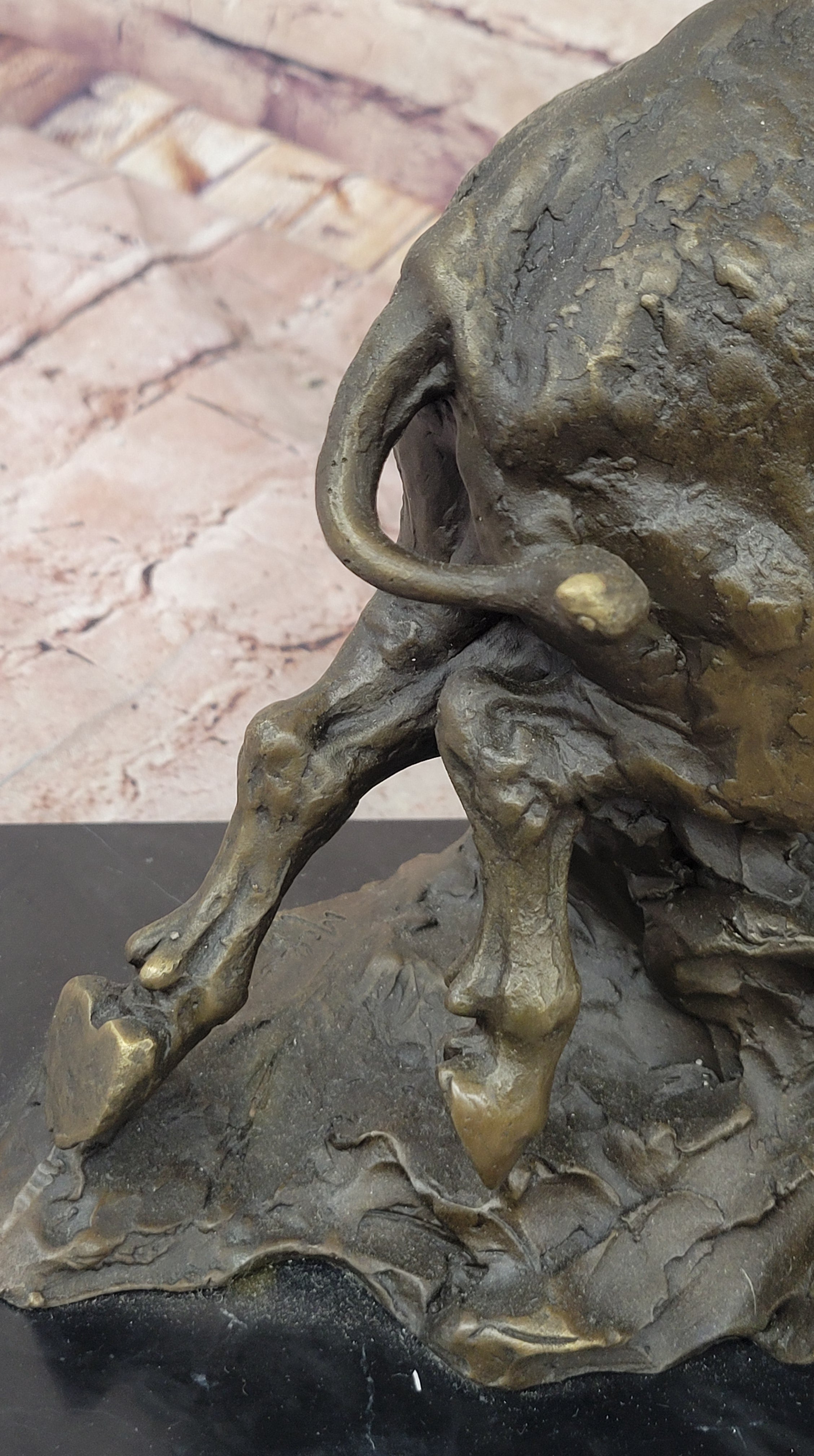 Fierce Lion vs. Buffalo; Hot Cast Bronze Wildlife Sculpture by Milo