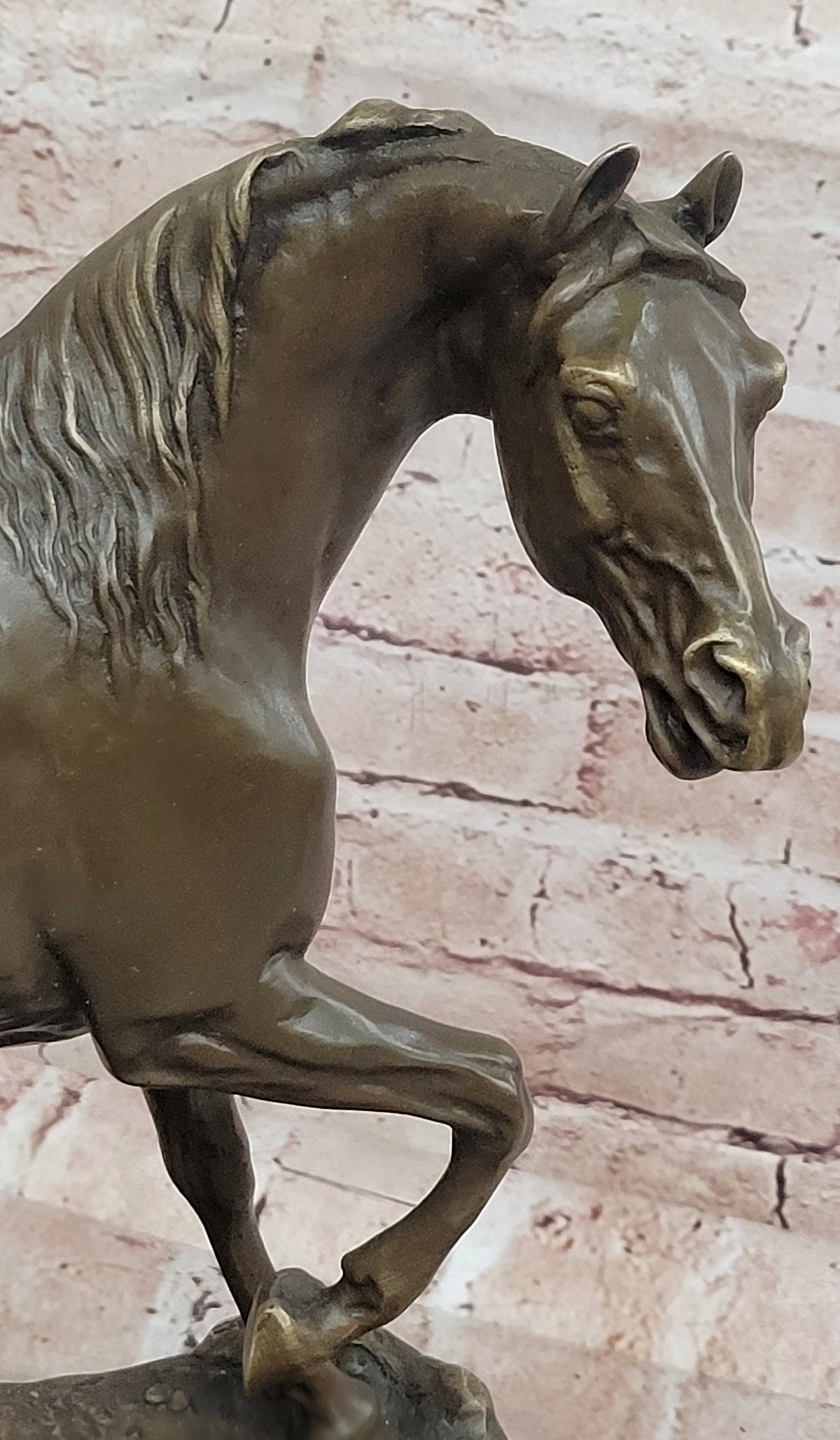 Walking Horse Bronze Sculpture in Elegant Motion on Marble Base