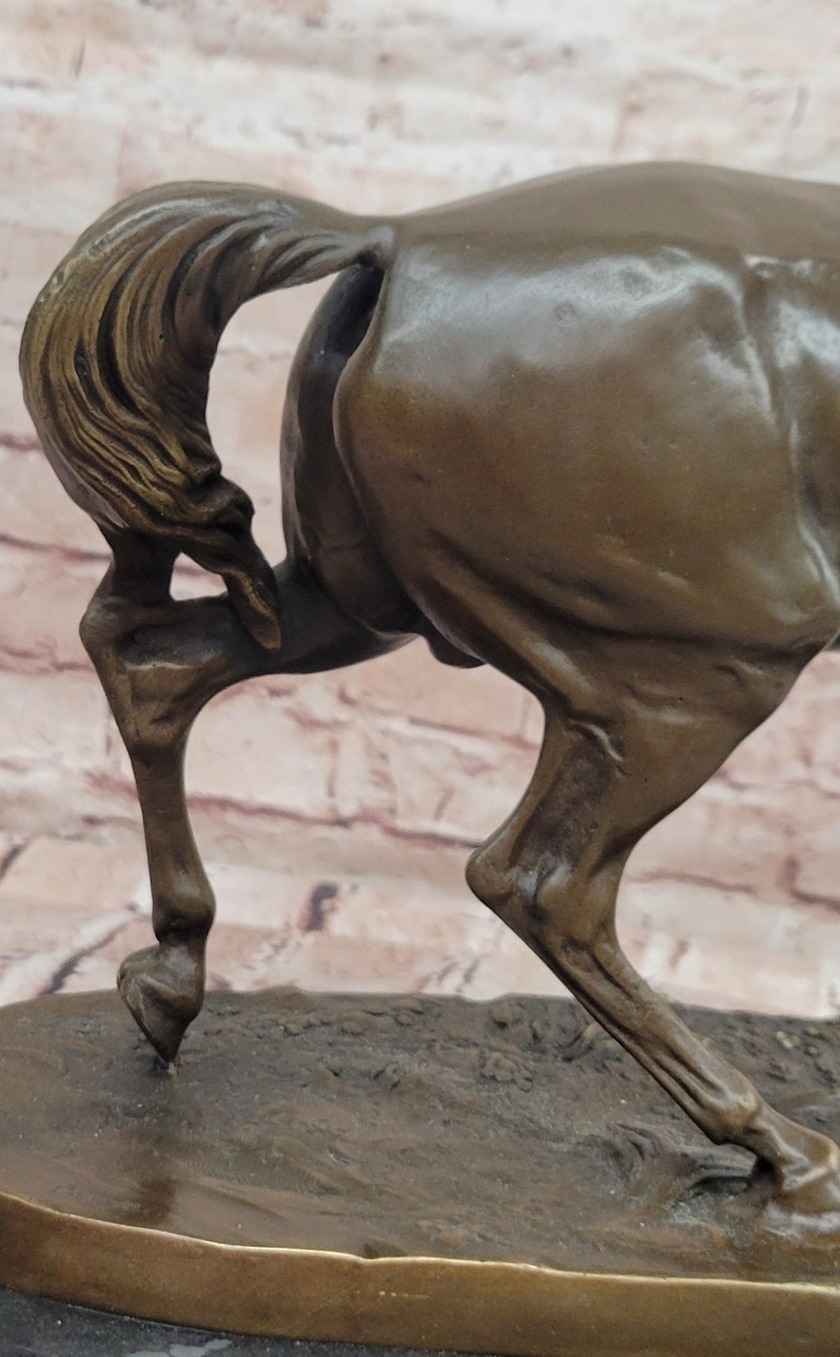 Walking Horse Bronze Sculpture in Elegant Motion on Marble Base