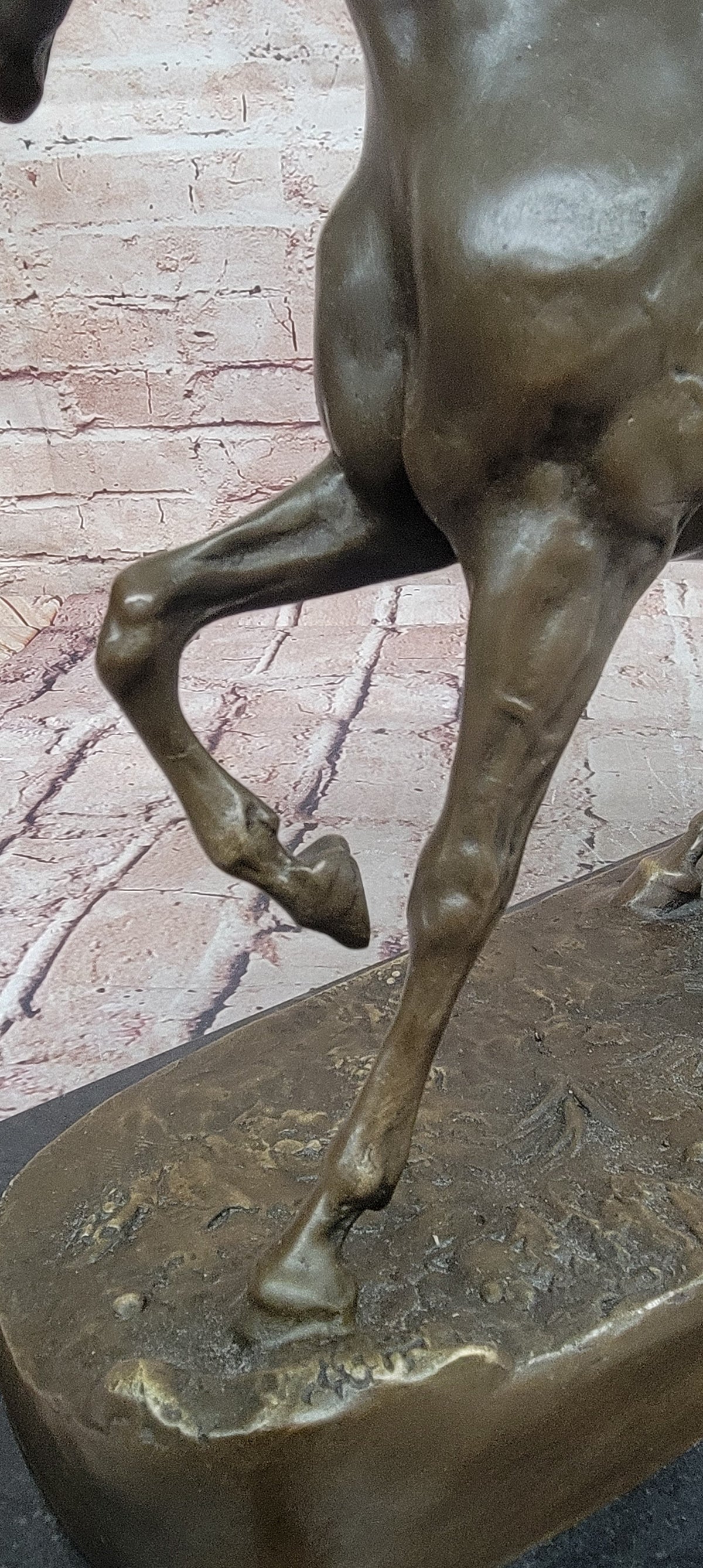 Walking Horse Bronze Sculpture in Elegant Motion on Marble Base