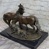 HORSES HARMONY STALLION BRONZE SCULPTURE STATUE HOT CAST MARBLE BASE FIGURINE SA