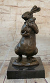 Bronze Sculpture Statue of Bunny Rabbit Holding Baby by Milo