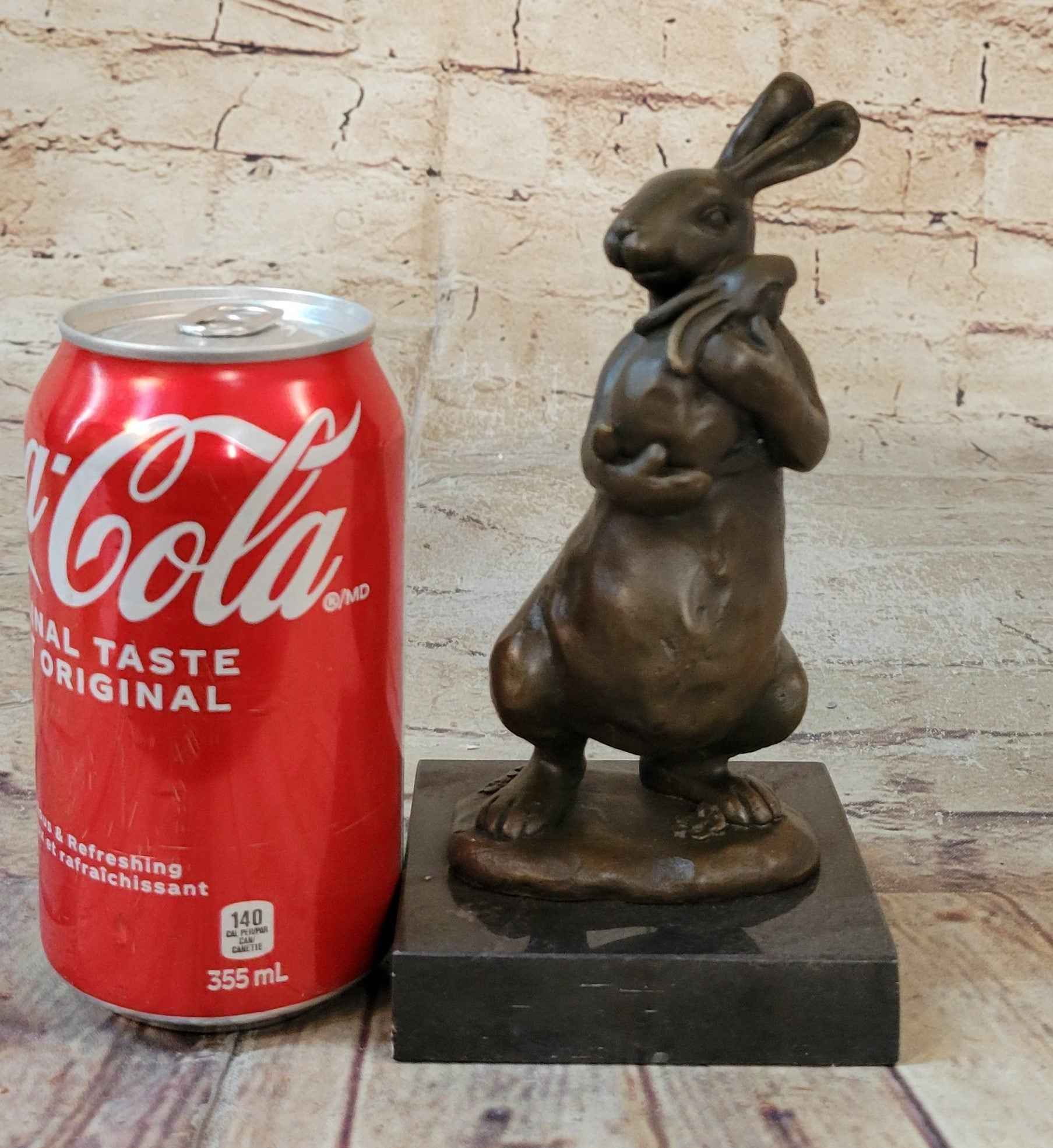 Bronze Sculpture Statue of Bunny Rabbit Holding Baby by Milo