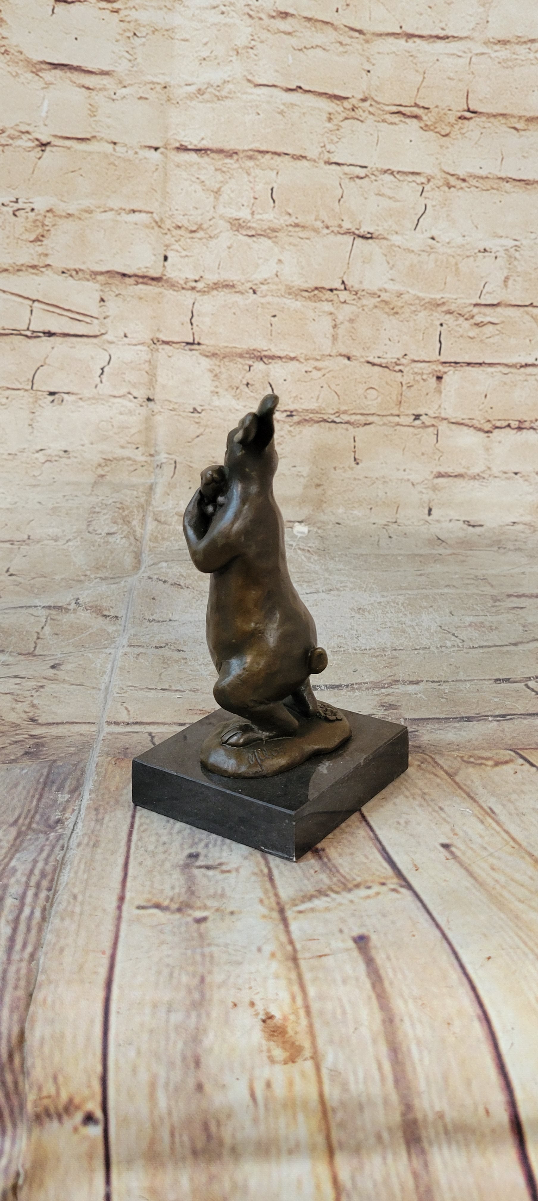 Bronze Sculpture Statue of Bunny Rabbit Holding Baby by Milo