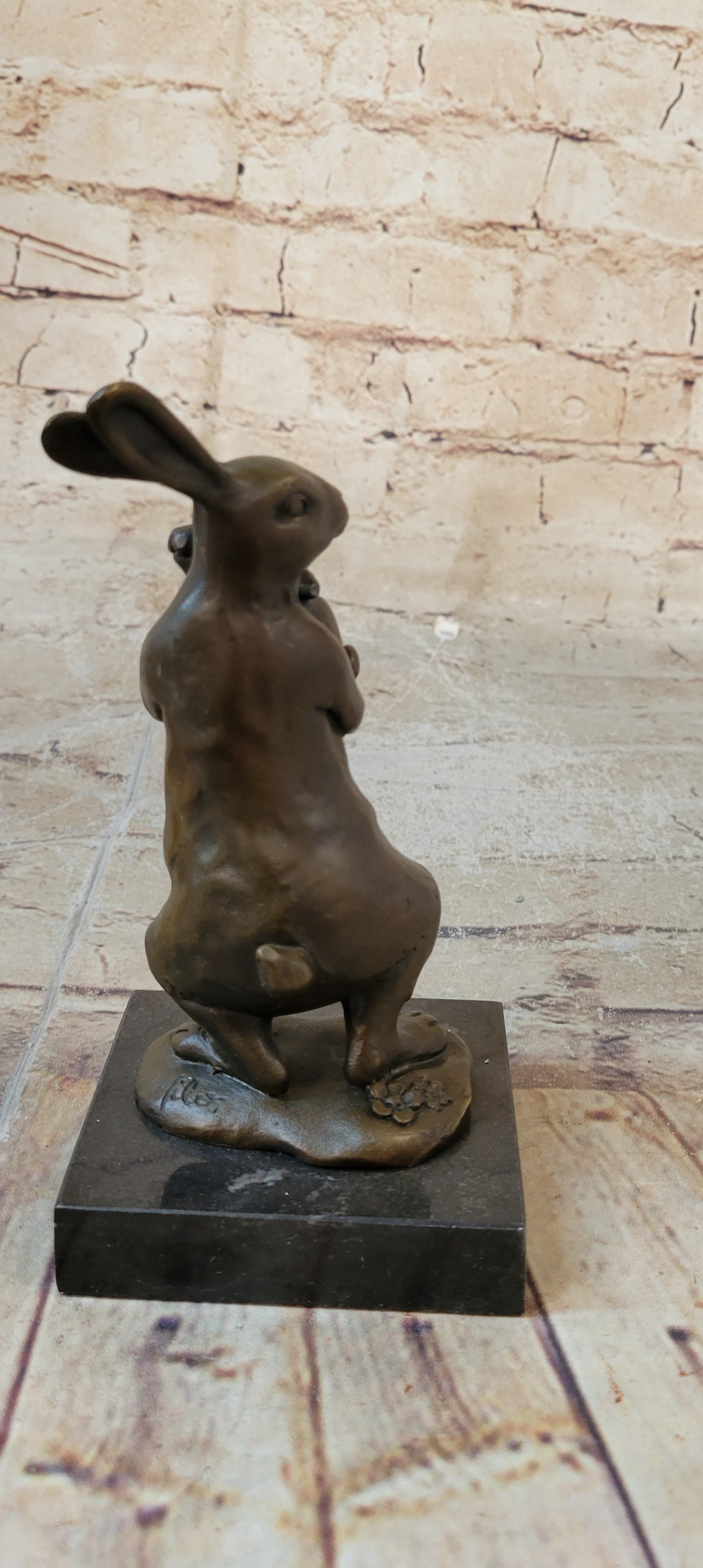 Bronze Sculpture Statue of Bunny Rabbit Holding Baby by Milo