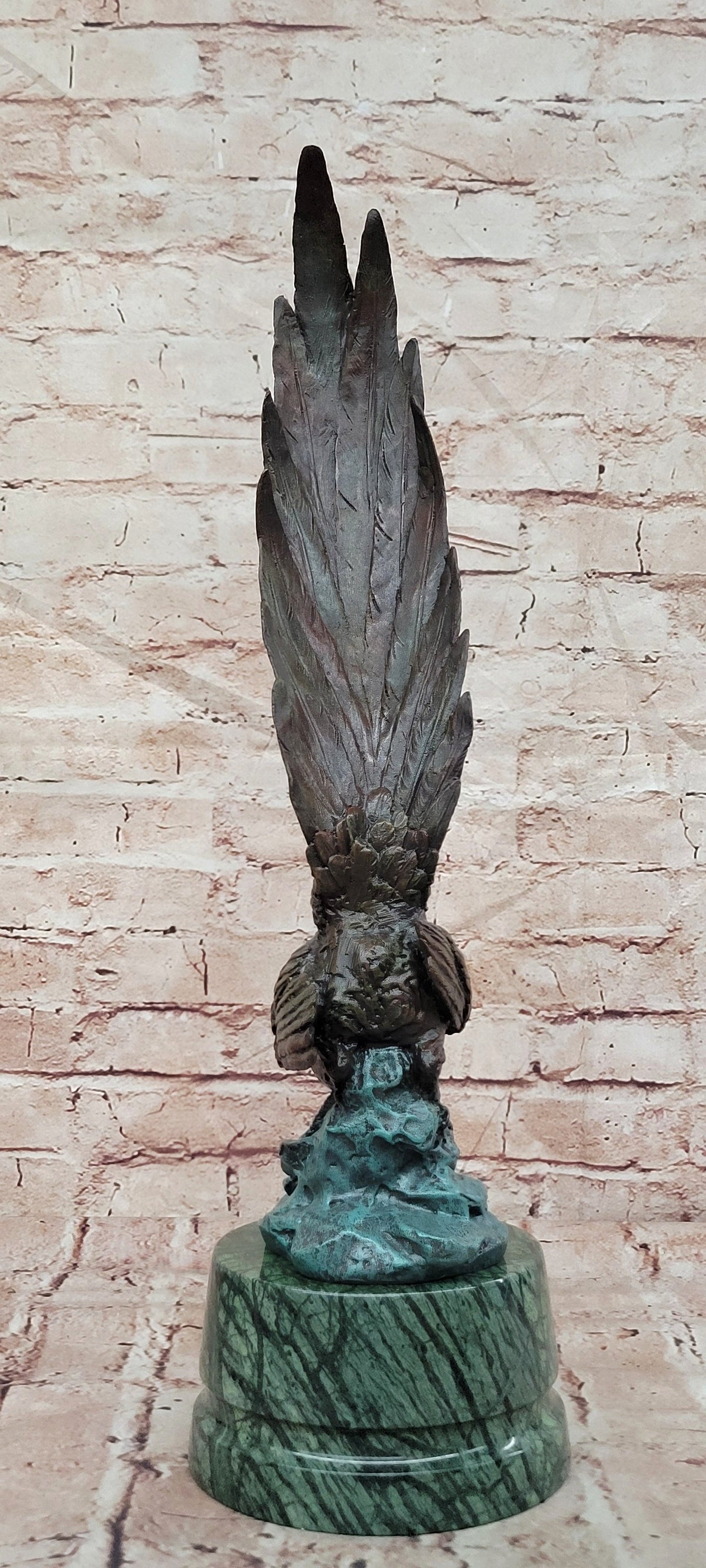 Pheasant Game Bird with Dramatic Plumage Bronze Sculpture on Marble base