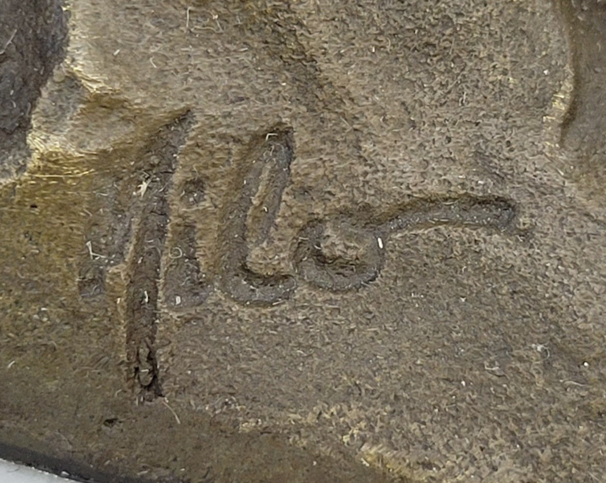 Green Patina Bear Family on a tree stump Bronze Sculpture Statue Figurine