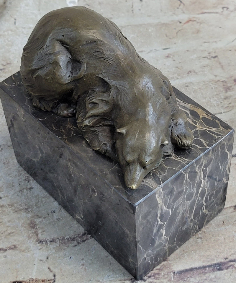 Signed Original Milo Polar Bear Bronze Sculpture Marble Base Figurine Figure Art
