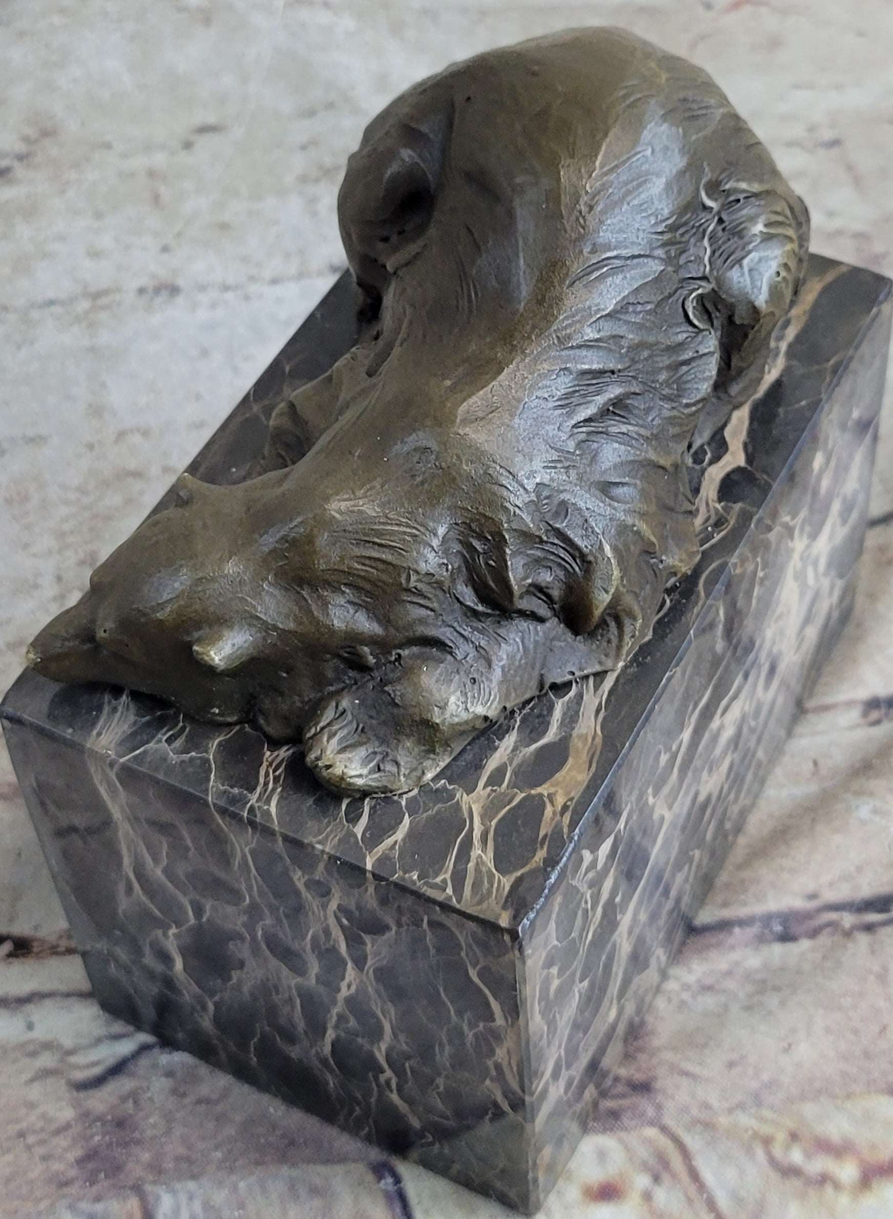 Signed Original Milo Polar Bear Bronze Sculpture Marble Base Figurine Figure Art