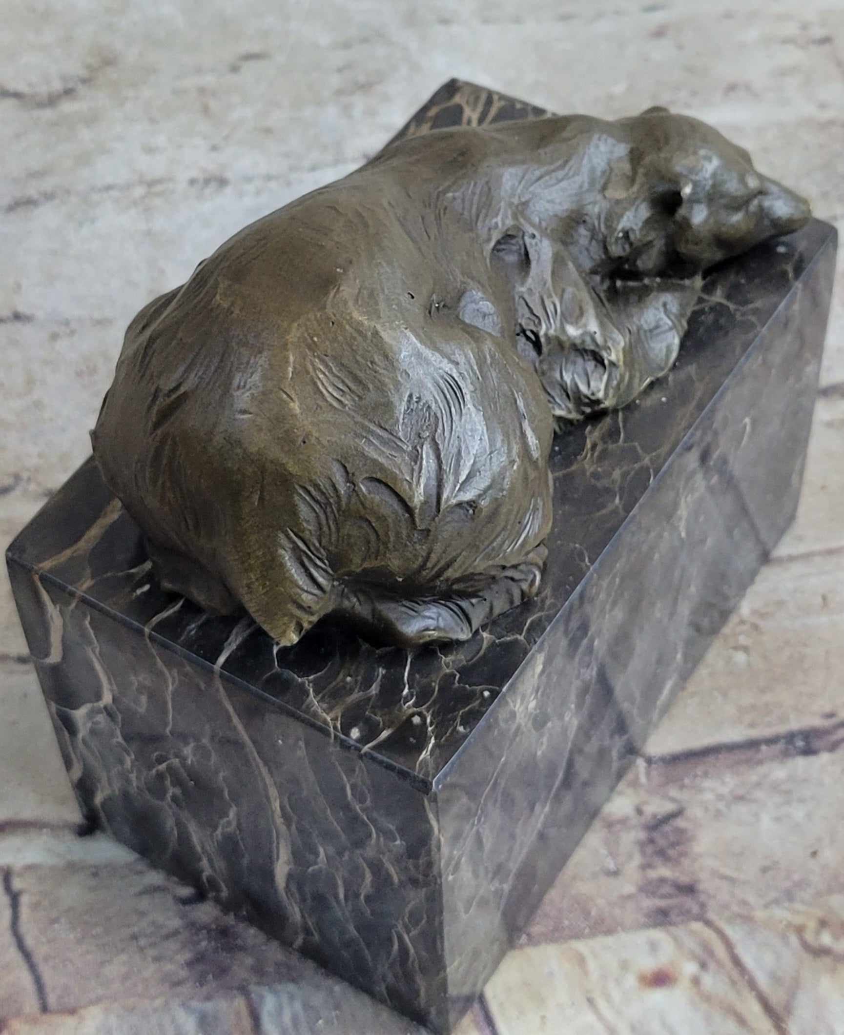 Signed Original Milo Polar Bear Bronze Sculpture Marble Base Figurine Figure Art