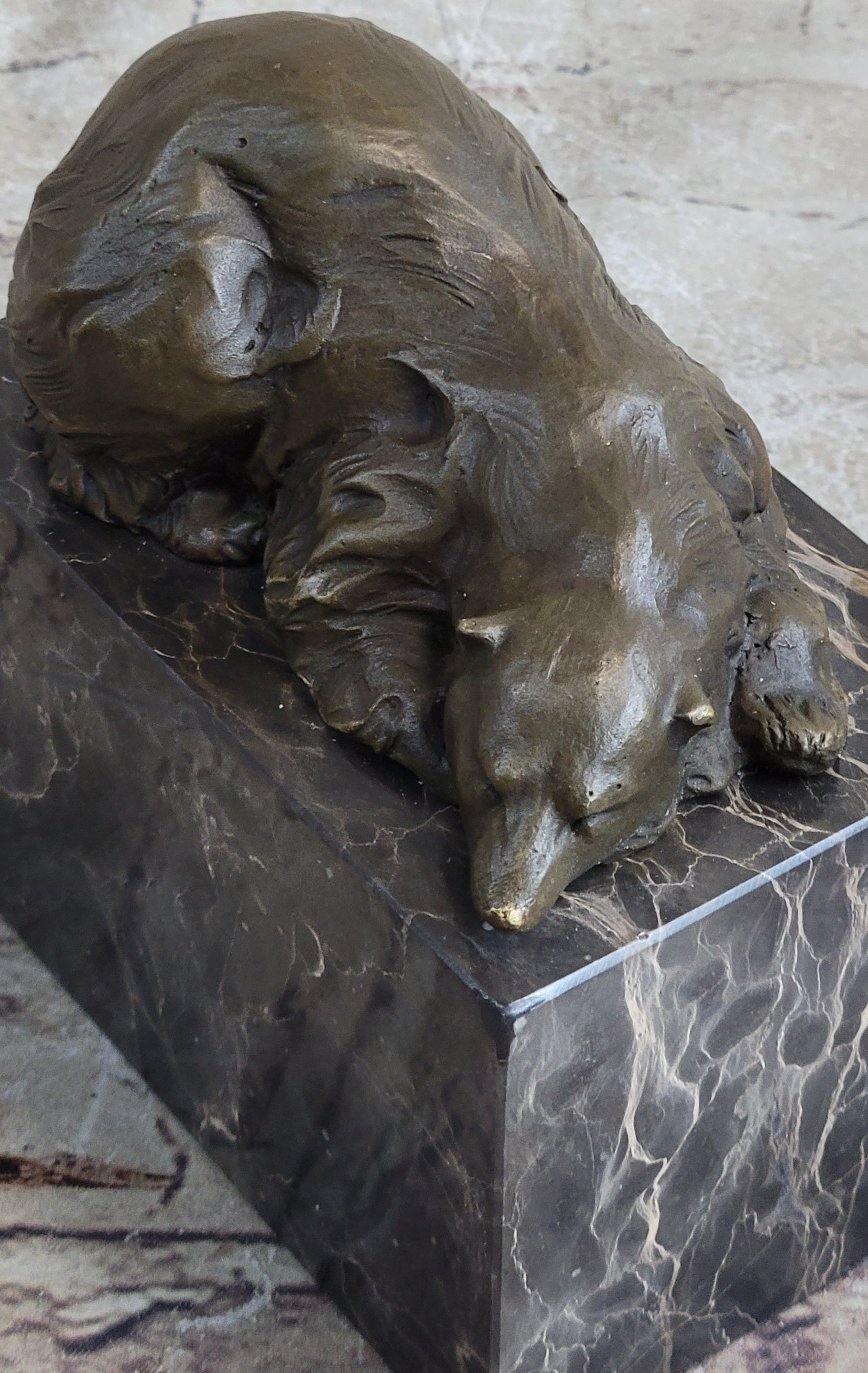 Signed Original Milo Polar Bear Bronze Sculpture Marble Base Figurine Figure Art