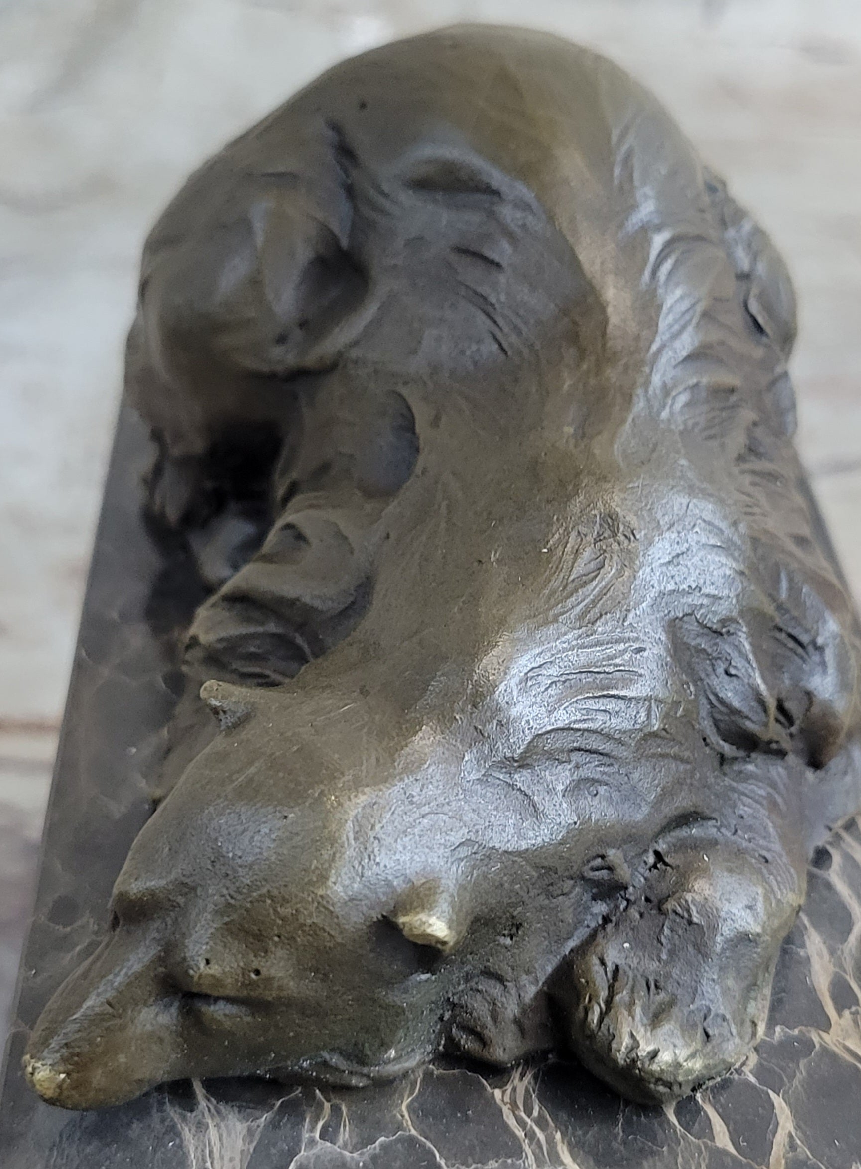 Signed Original Milo Polar Bear Bronze Sculpture Marble Base Figurine Figure Art