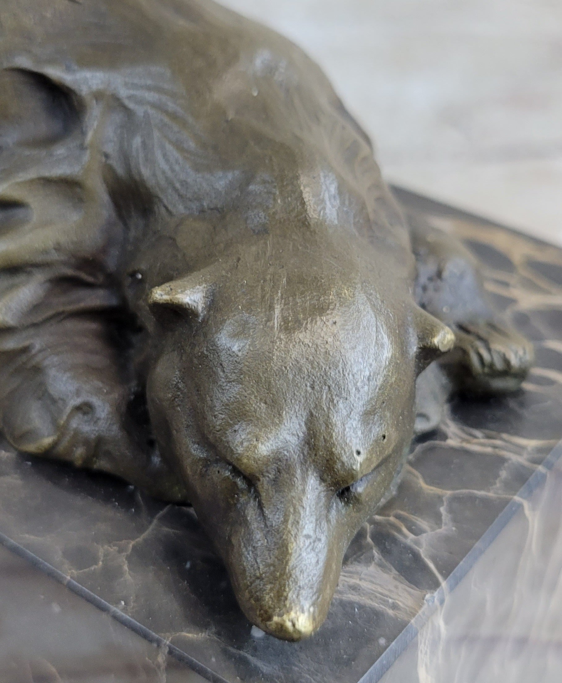 Signed Original Milo Polar Bear Bronze Sculpture Marble Base Figurine Figure Art