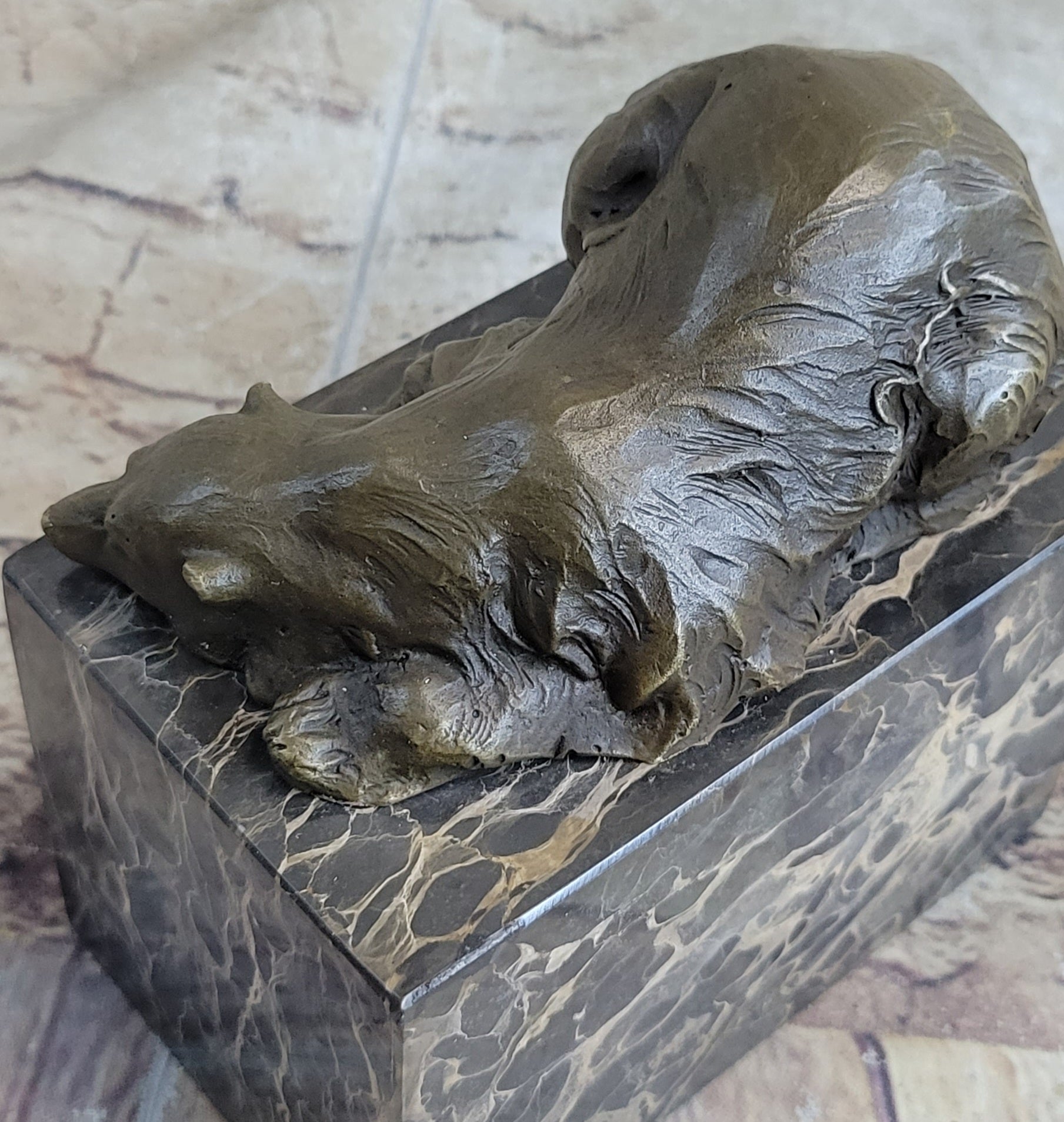 Signed Original Milo Polar Bear Bronze Sculpture Marble Base Figurine Figure Art