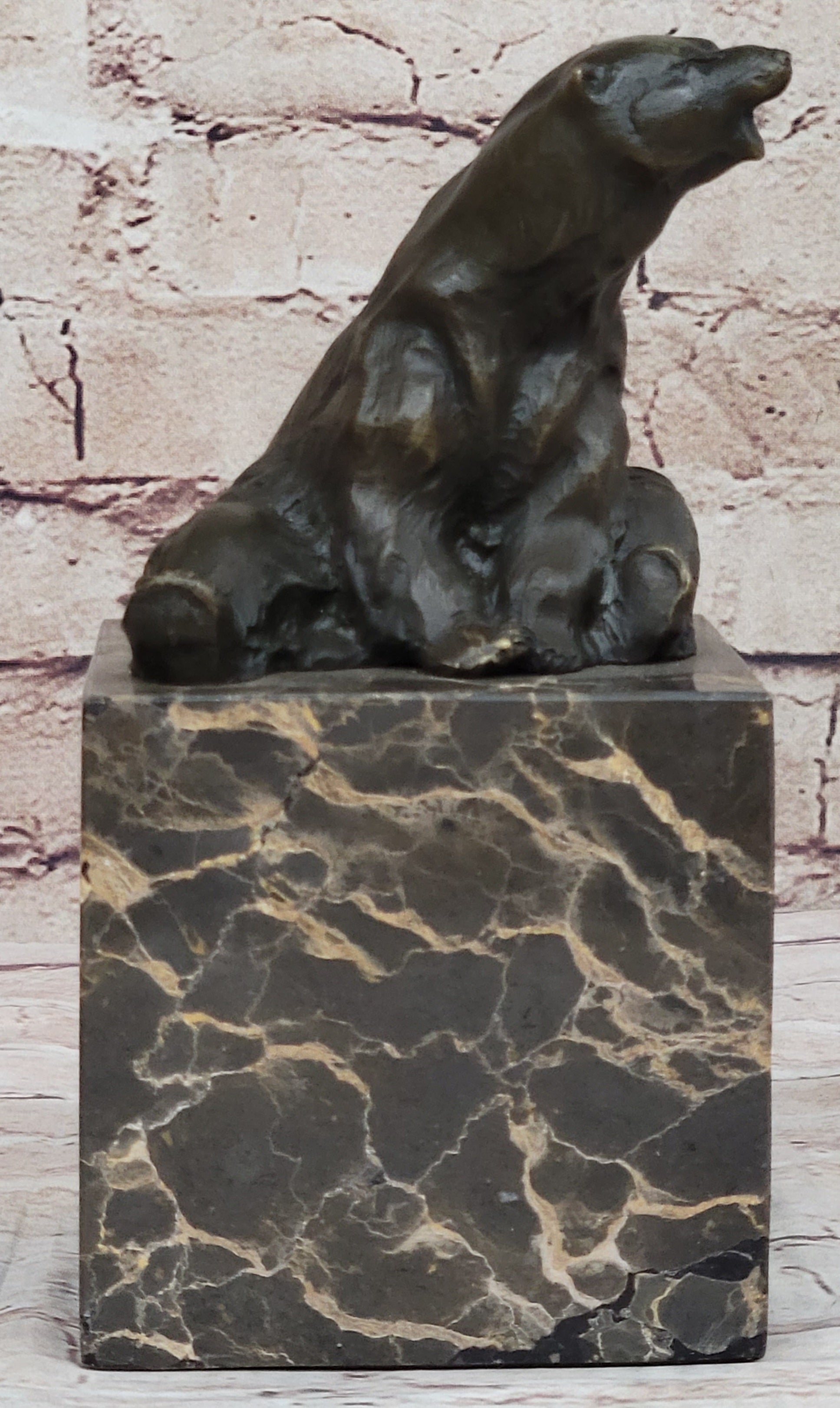 Art Deco Stylish Polar Bear Bronze Sculpture Marble Base Figurine Figure Hotcast