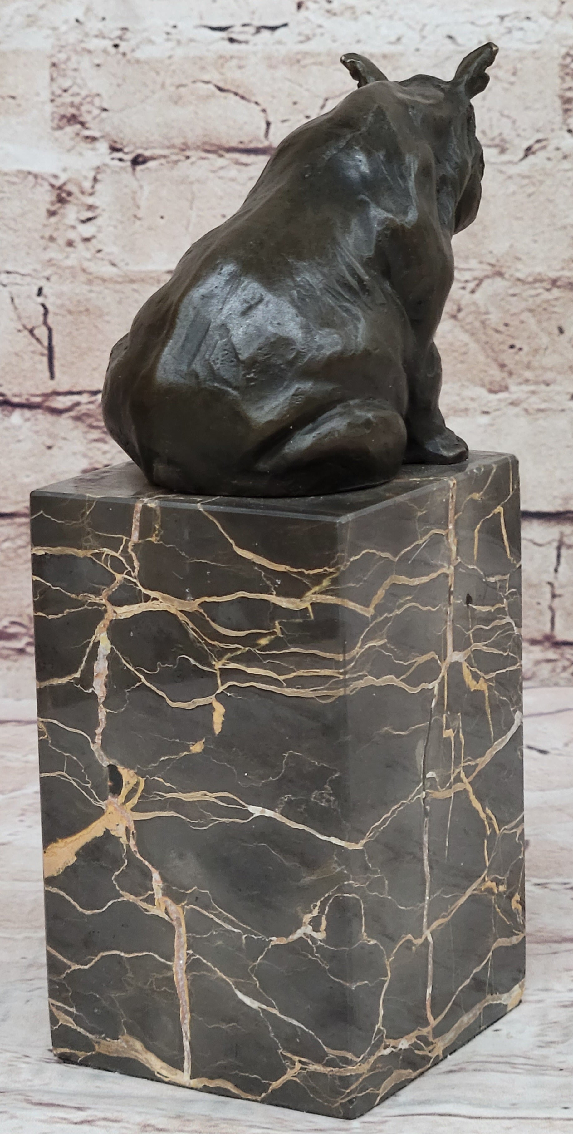 Signed Milo African Rhinoceros Rhino Bronze Figurine Sculpture Statue on Marble Base