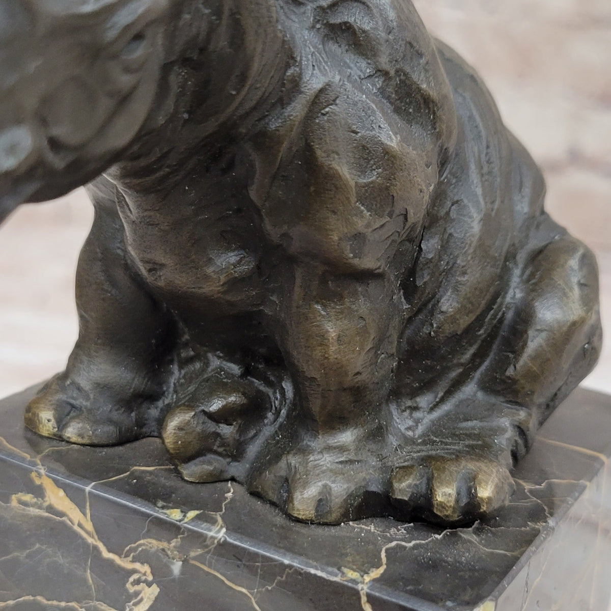 Signed Milo African Rhinoceros Rhino Bronze Figurine Sculpture Statue on Marble Base