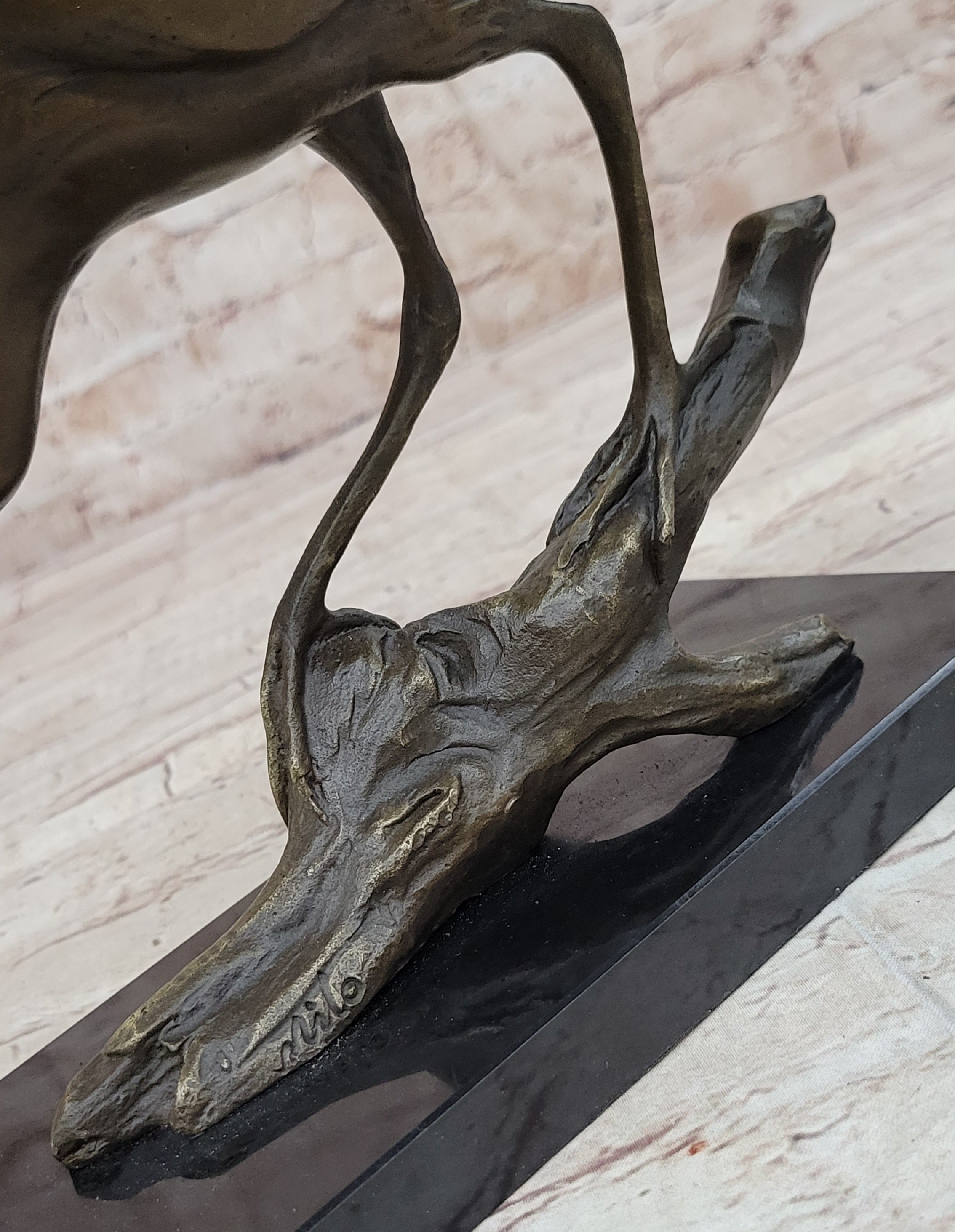 Crane Stork Egret Heron Water Bird Bronze Statue Sculpture Original Art on Marble Base