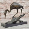 Crane Stork Egret Heron Water Bird Bronze Statue Sculpture Original Art on Marble Base