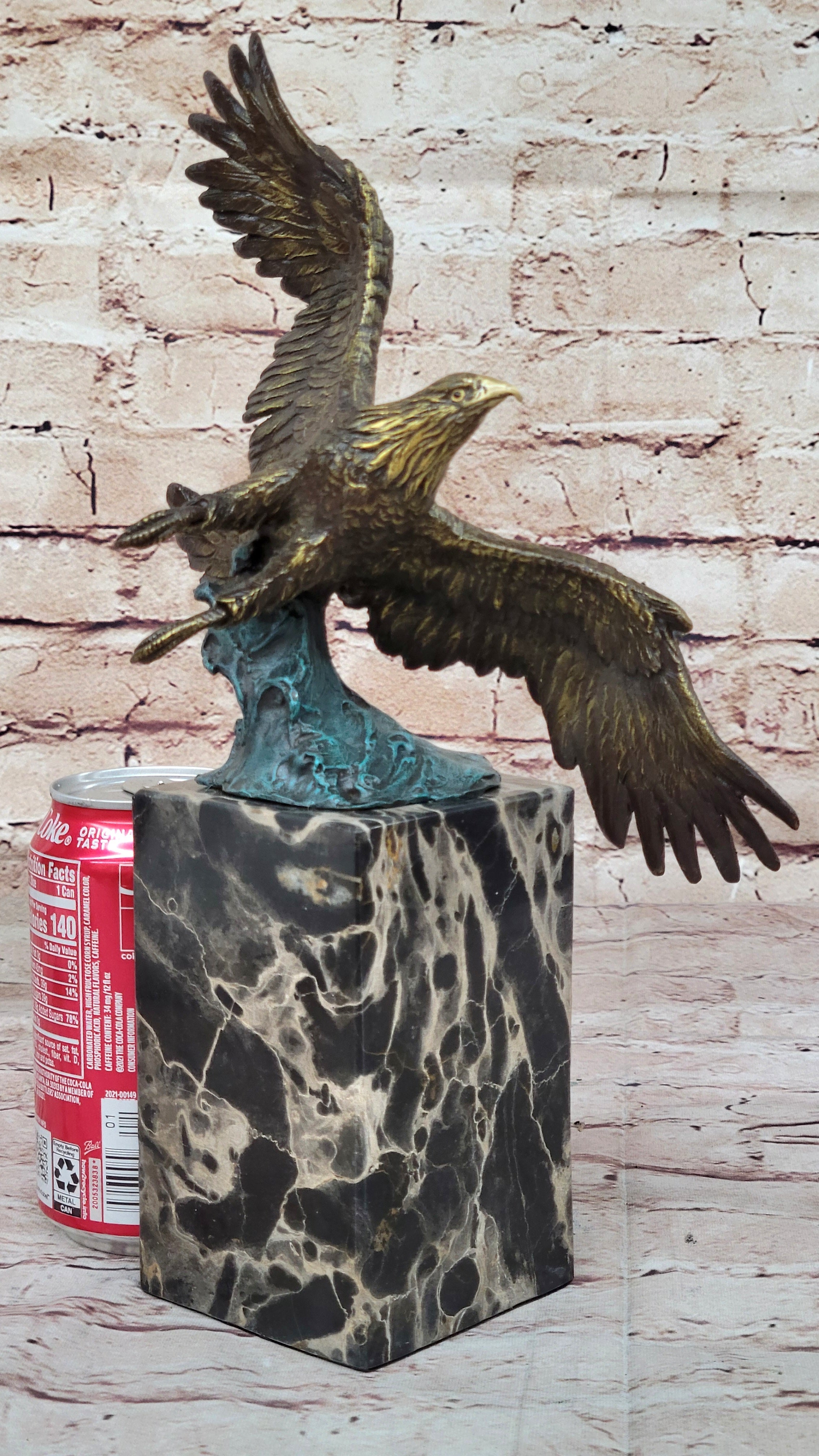 Art Deco Multi Color Patina American Bald Eagle Classic Bronze Statue Artwork