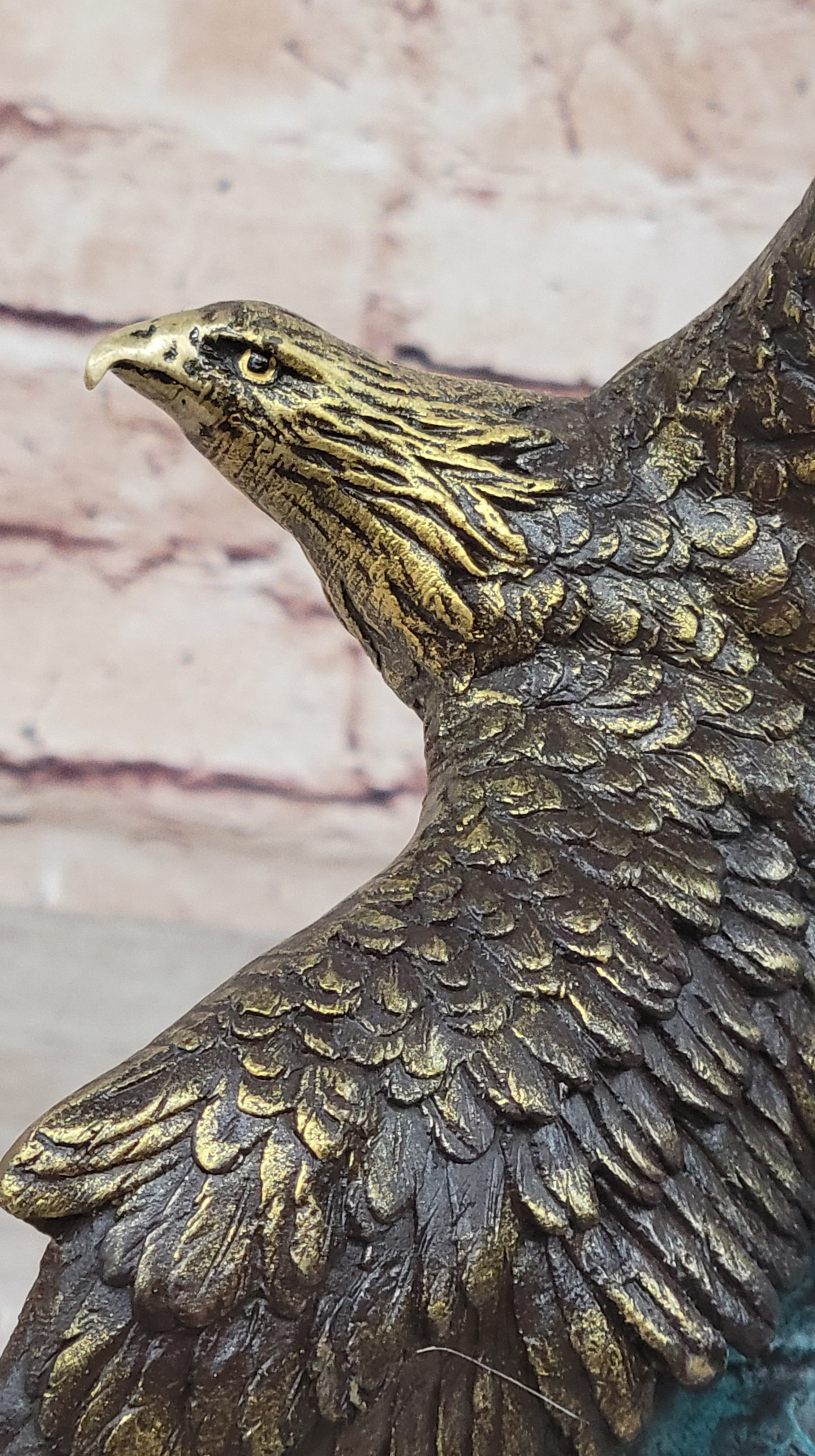 Art Deco Multi Color Patina American Bald Eagle Classic Bronze Statue Artwork